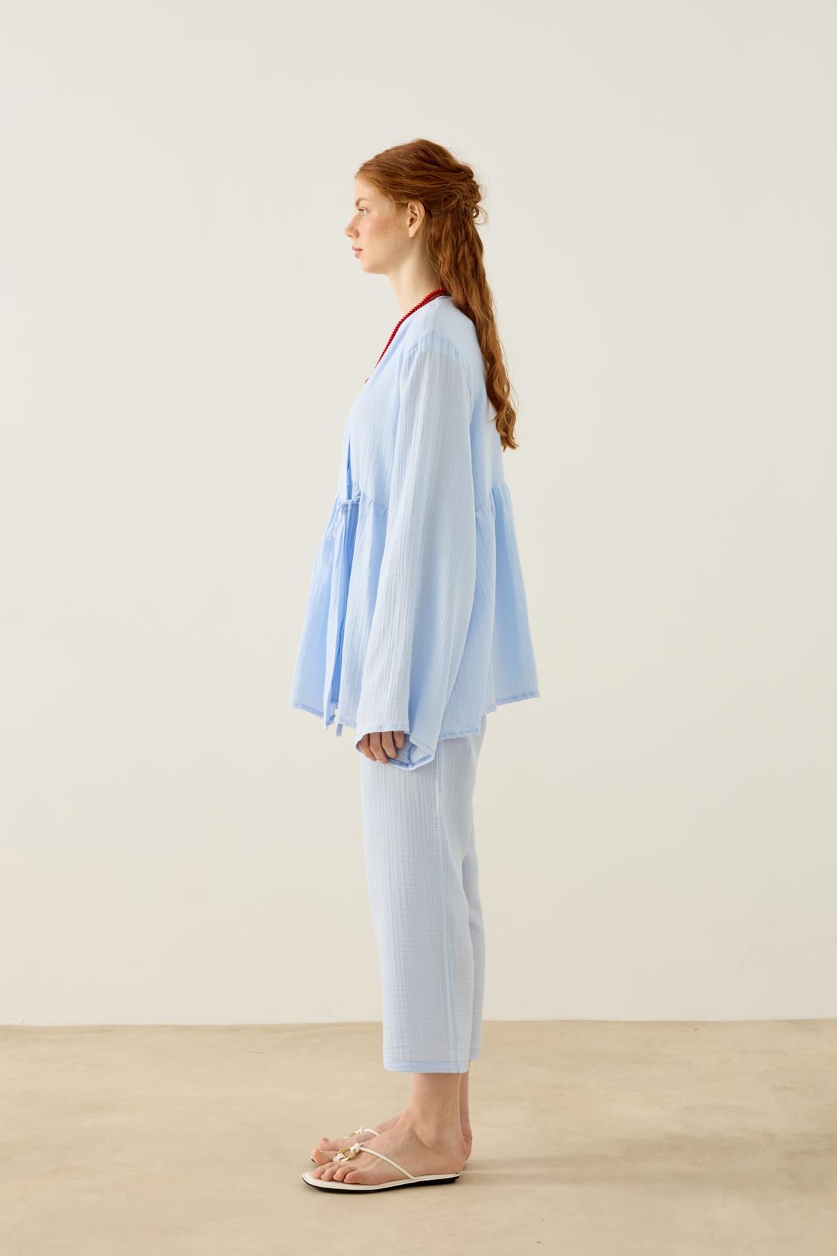 Asos Bağlamalı Müslin Takım - Mavi