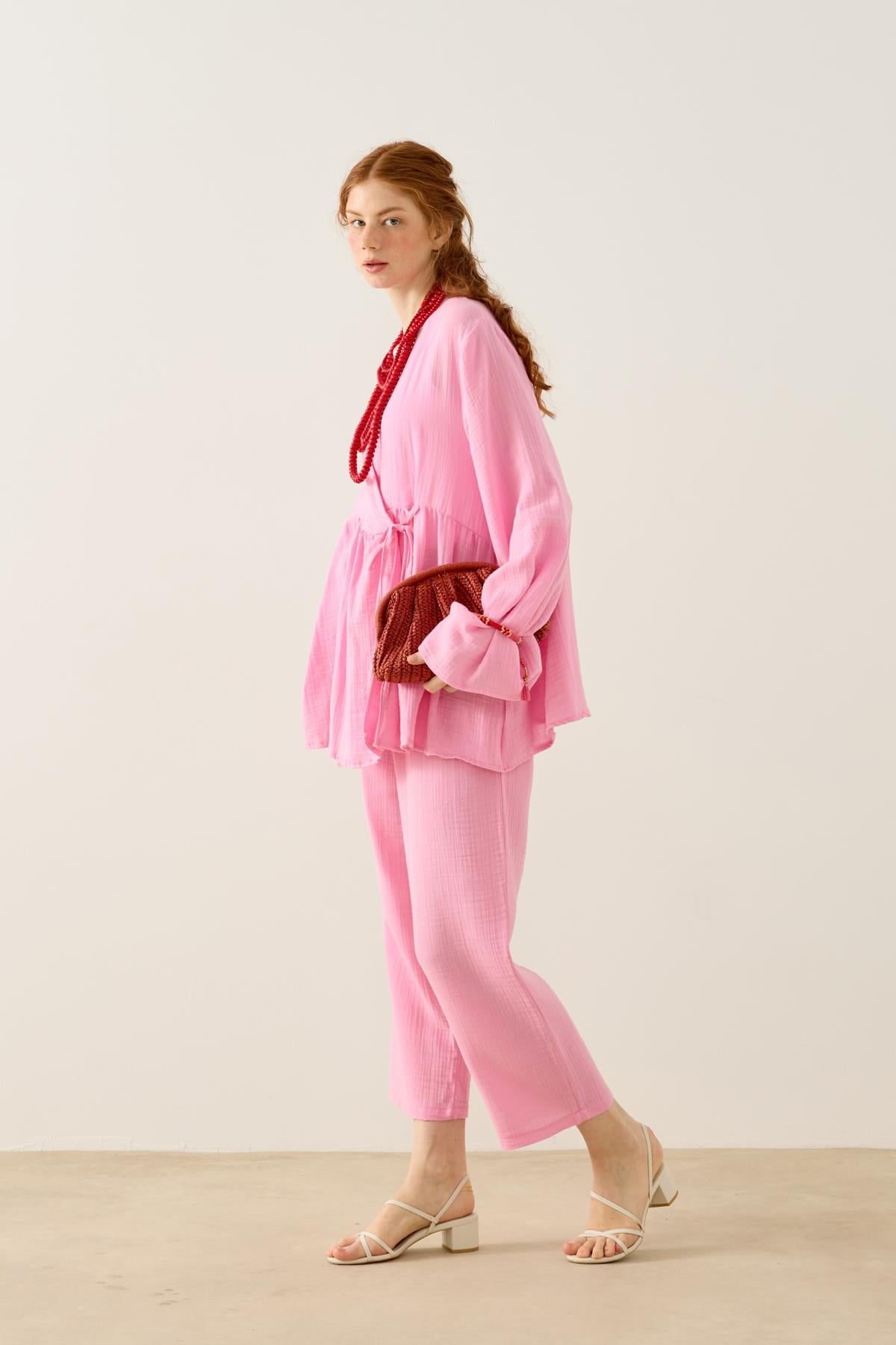 Asos Bağlamalı Müslin Takım - Pembe
