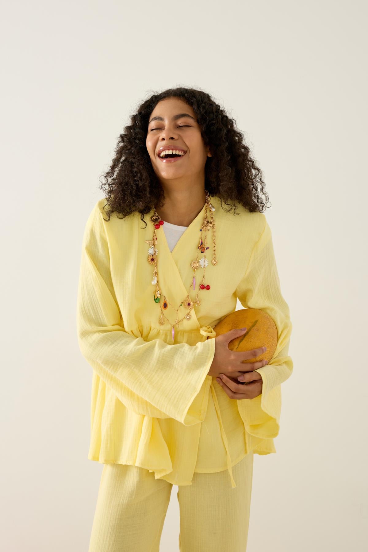 Asos Bağlamalı Müslin Takım - Sarı