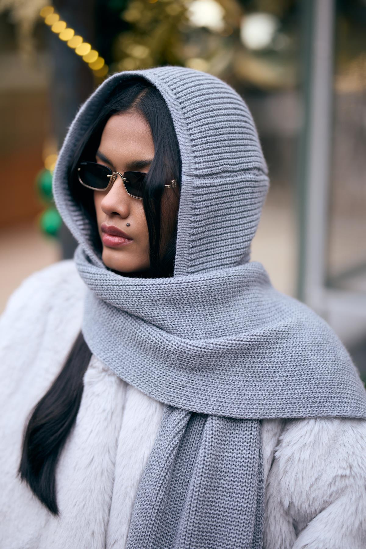 Triko Atkılı Bere - Gri