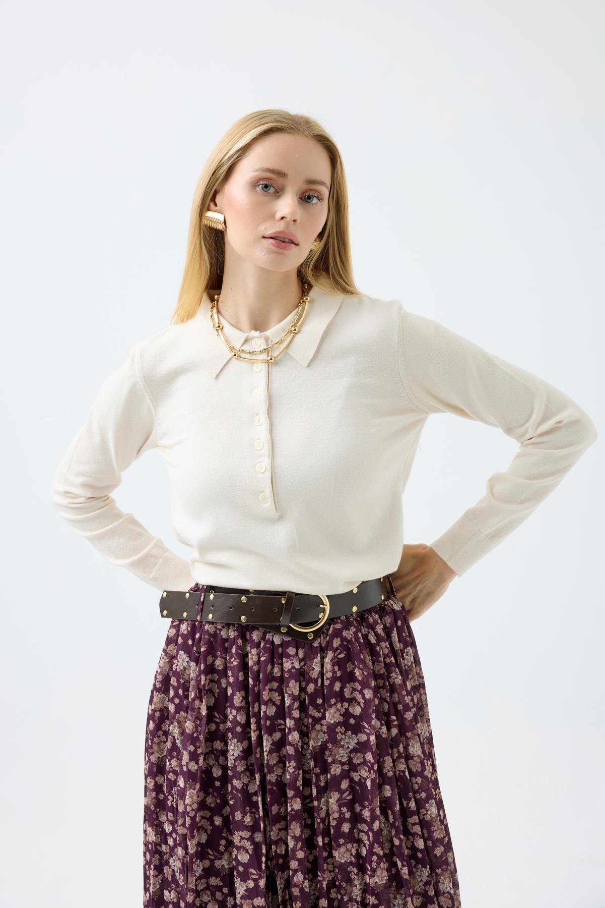 Barbara Polo Yaka Kazak - Bej 