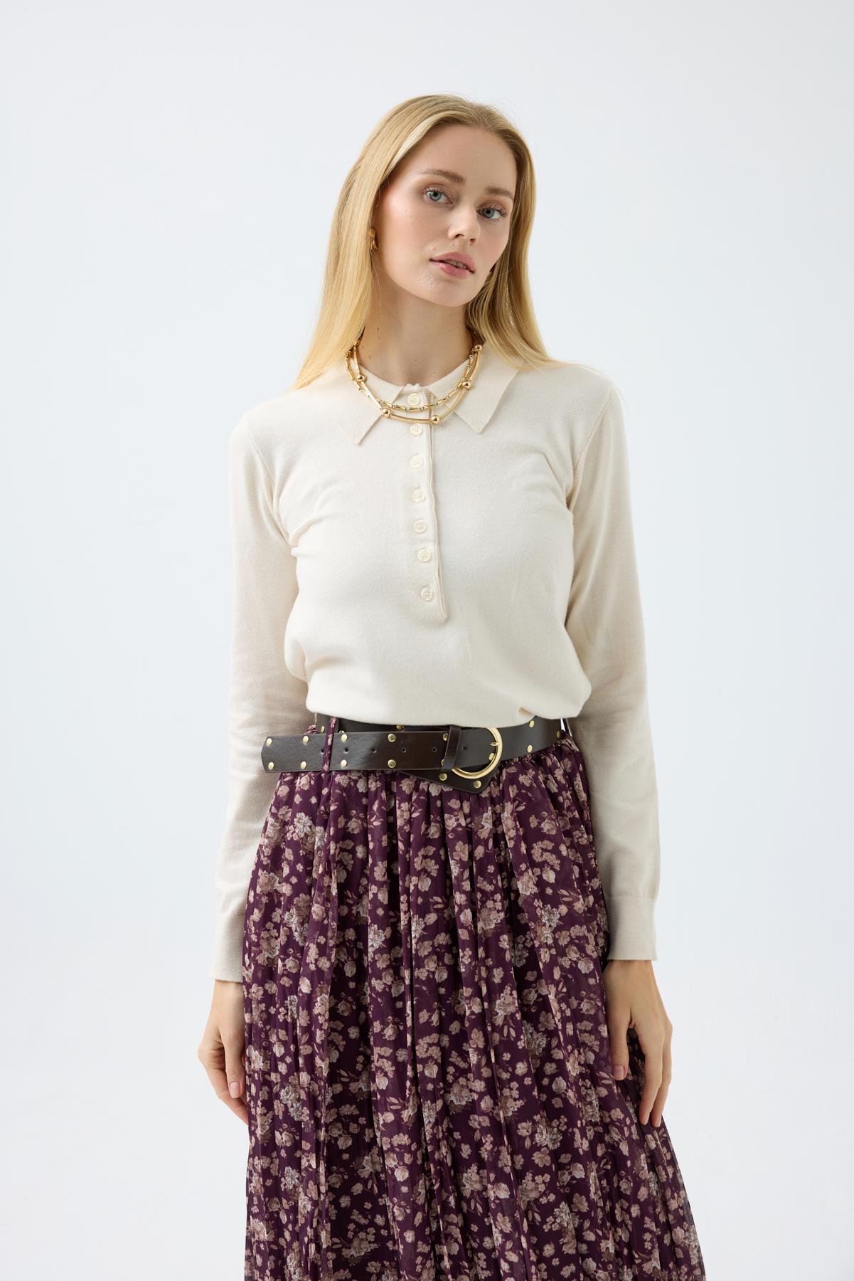 Barbara Polo Yaka Kazak - Bej 