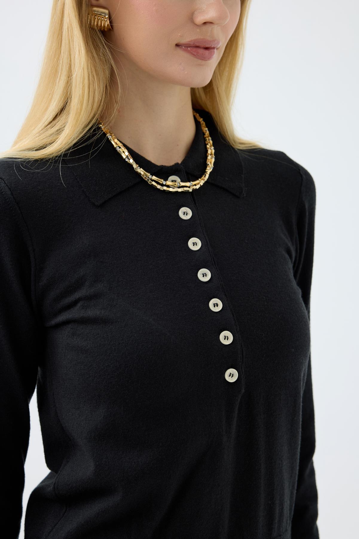 Barbara Polo Yaka Kazak - Siyah