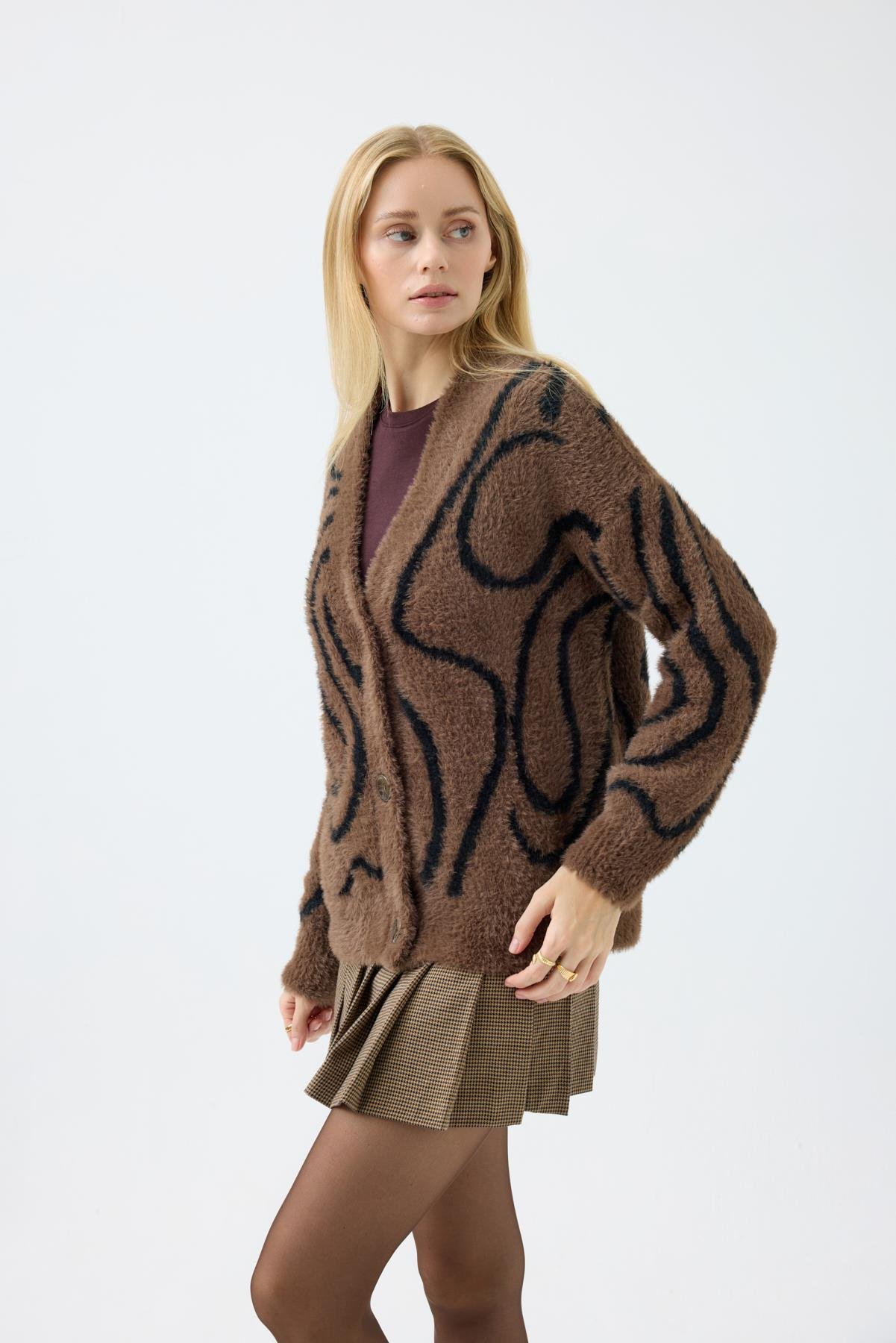 Bernise Angora Hırka - Kahve 