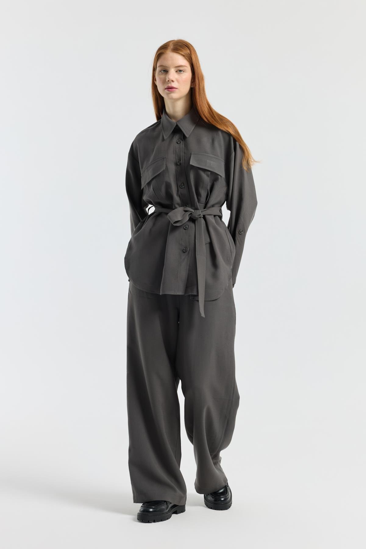 Beth Kemerli Oversize Takım - Antrasit 