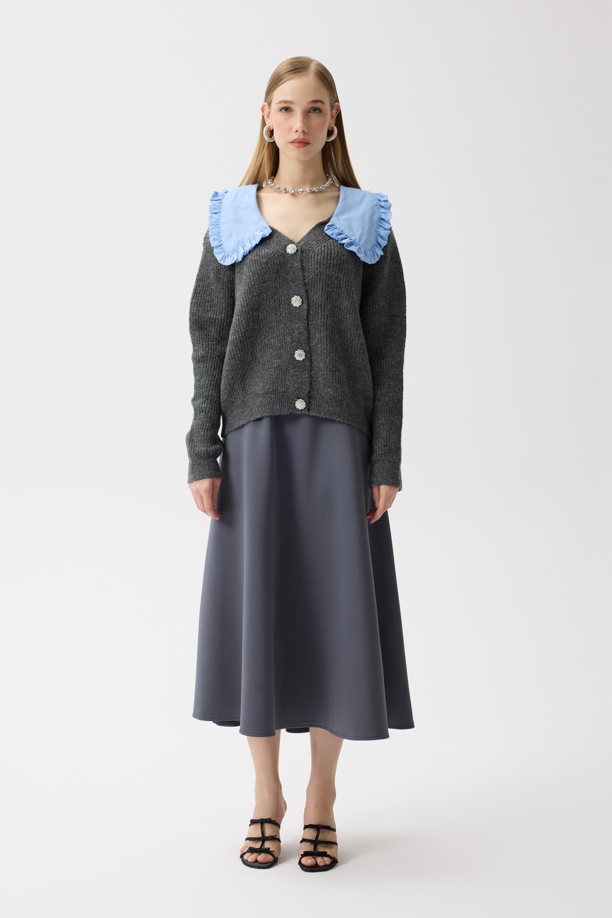 Bianca Bebe Yaka Hırka - Antrasit