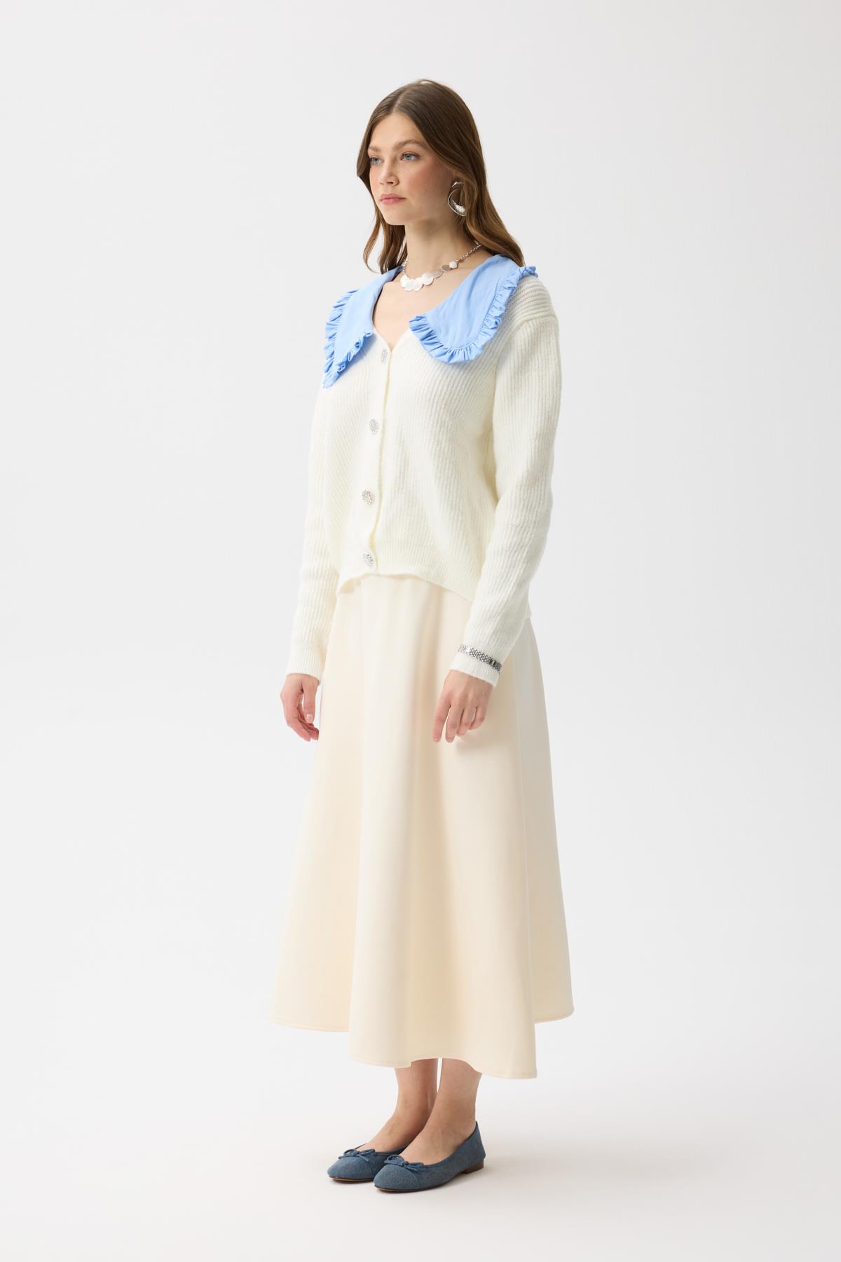 Bianca Bebe Yaka Hırka - Ekru