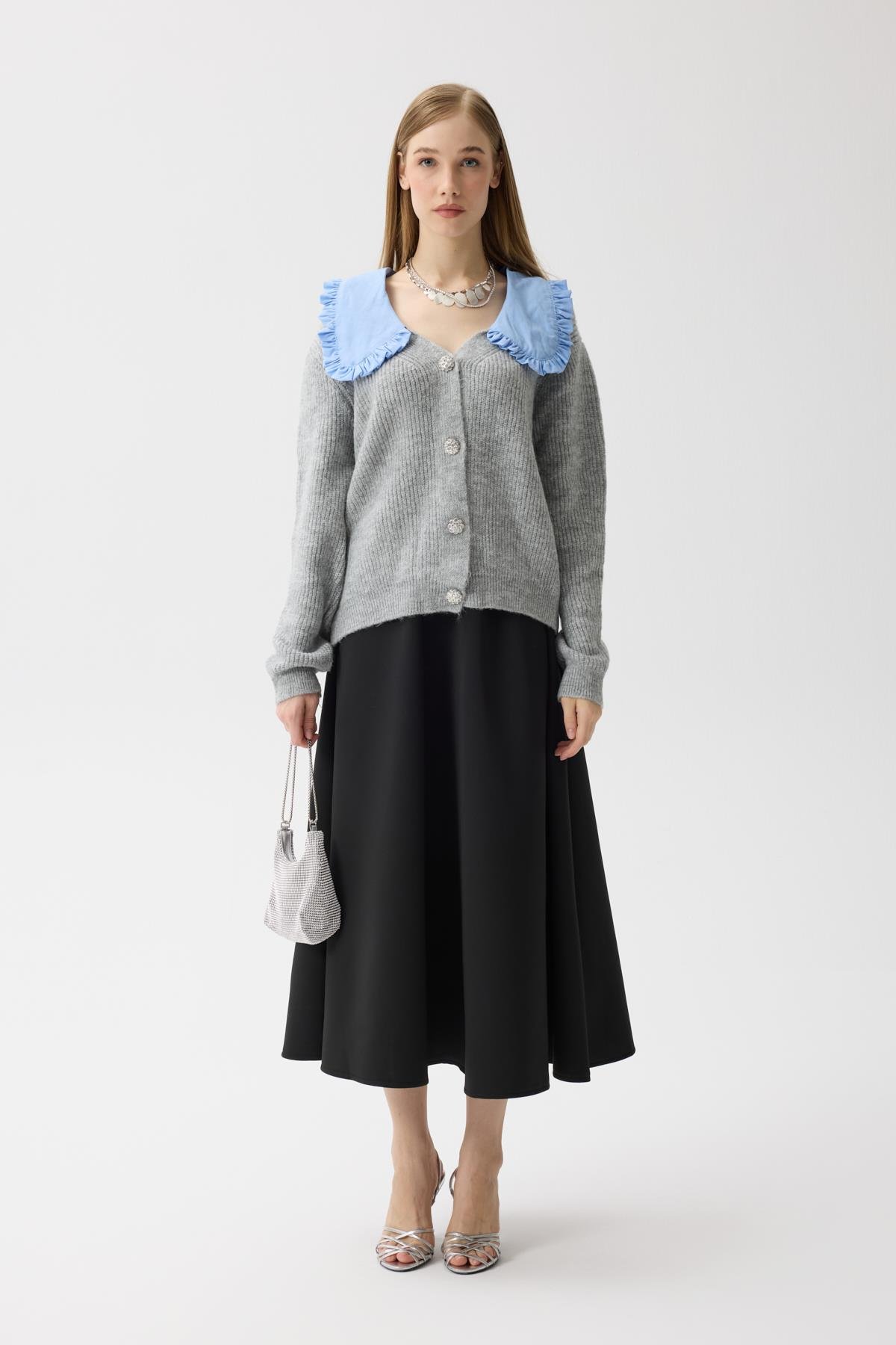 Bianca Bebe Yaka Hırka - Gri 