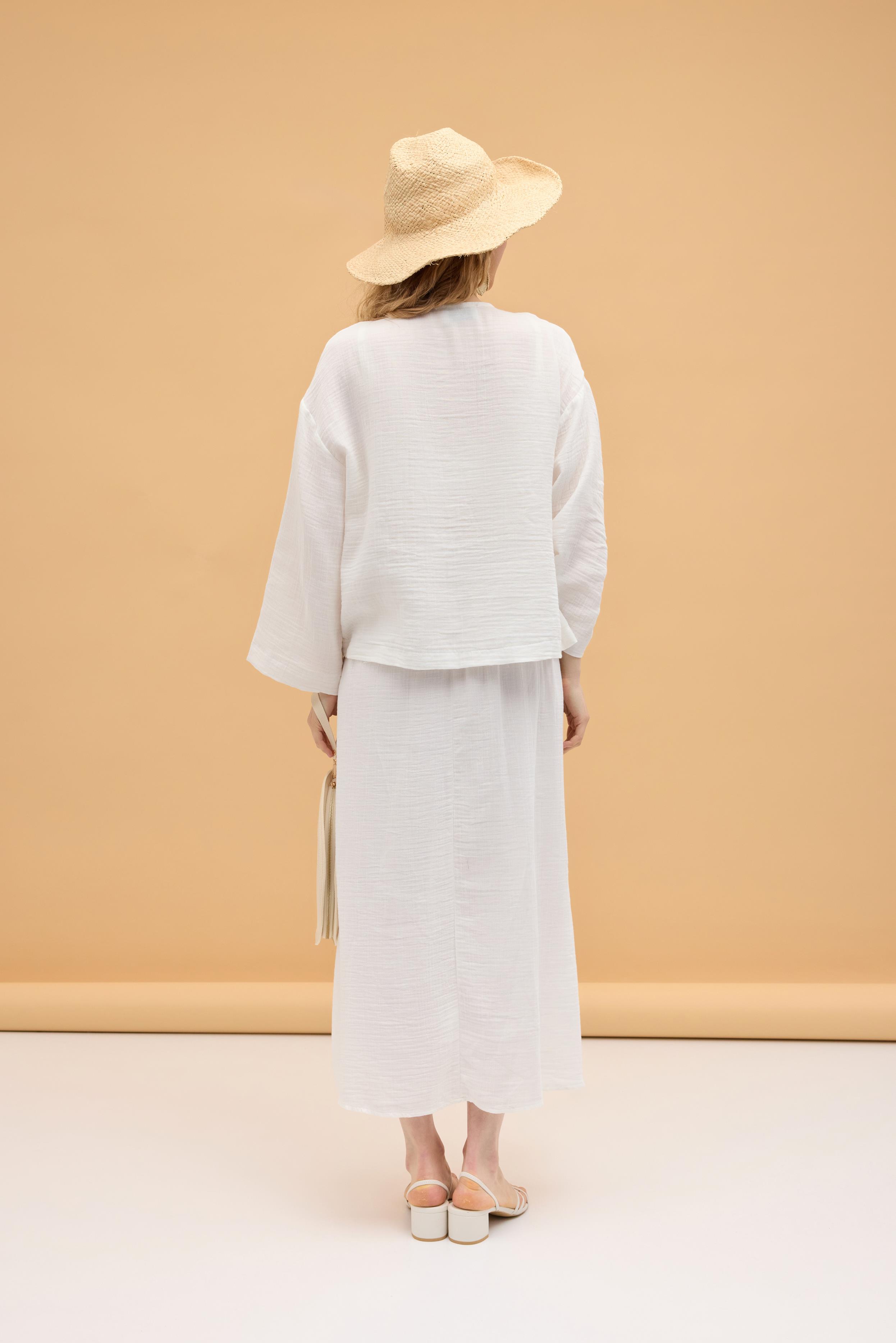 Chen Müslin Etek Takım - Beyaz