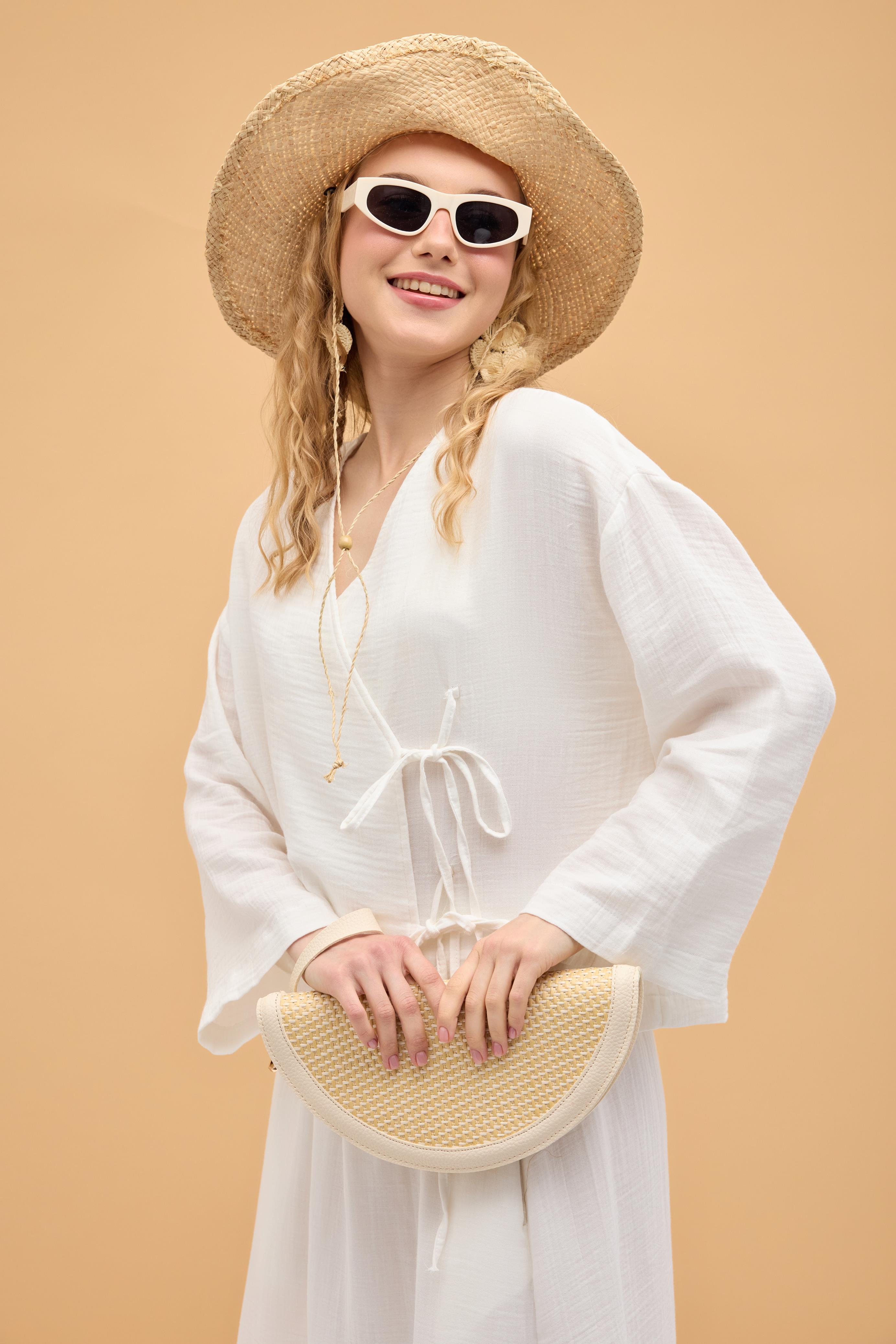 Chen Müslin Etek Takım - Beyaz