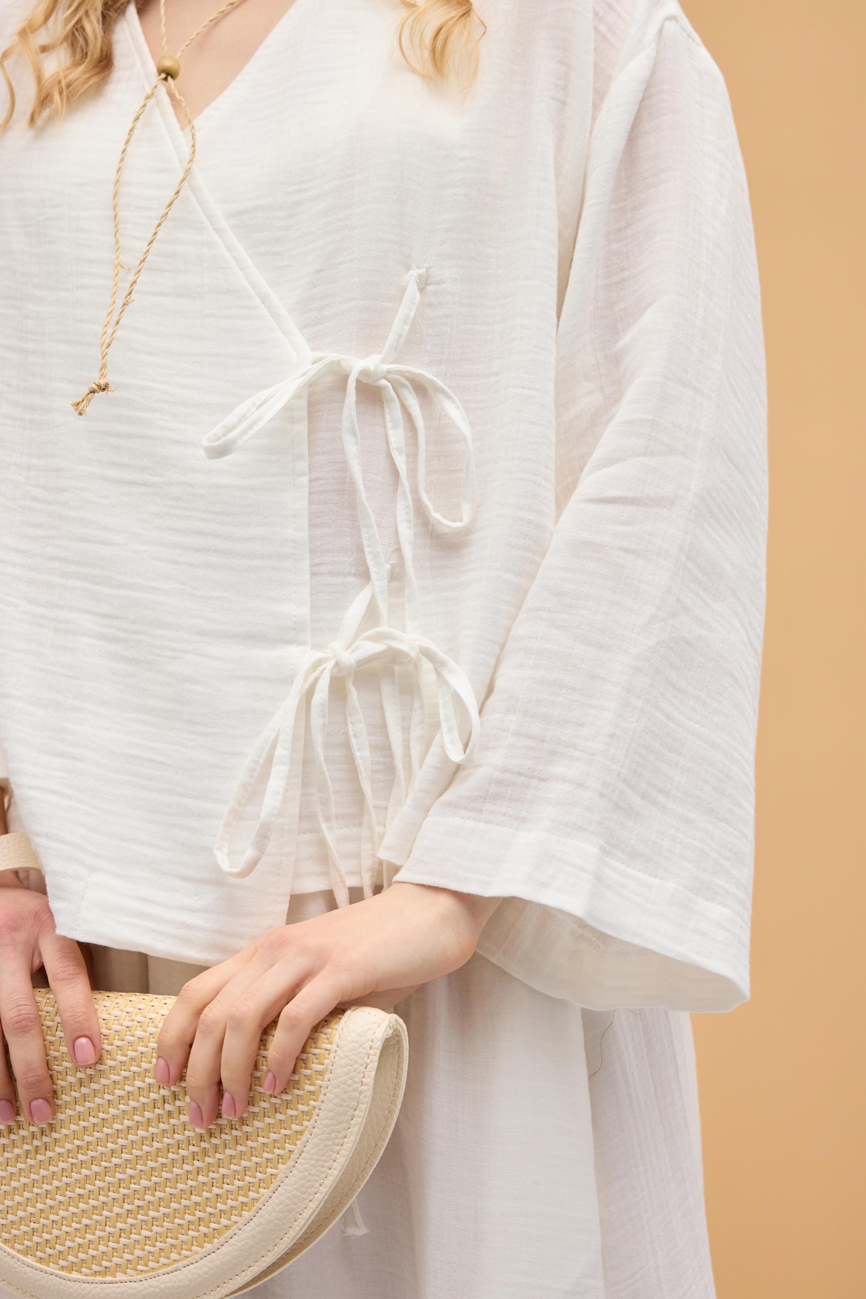 Chen Müslin Etek Takım - Beyaz