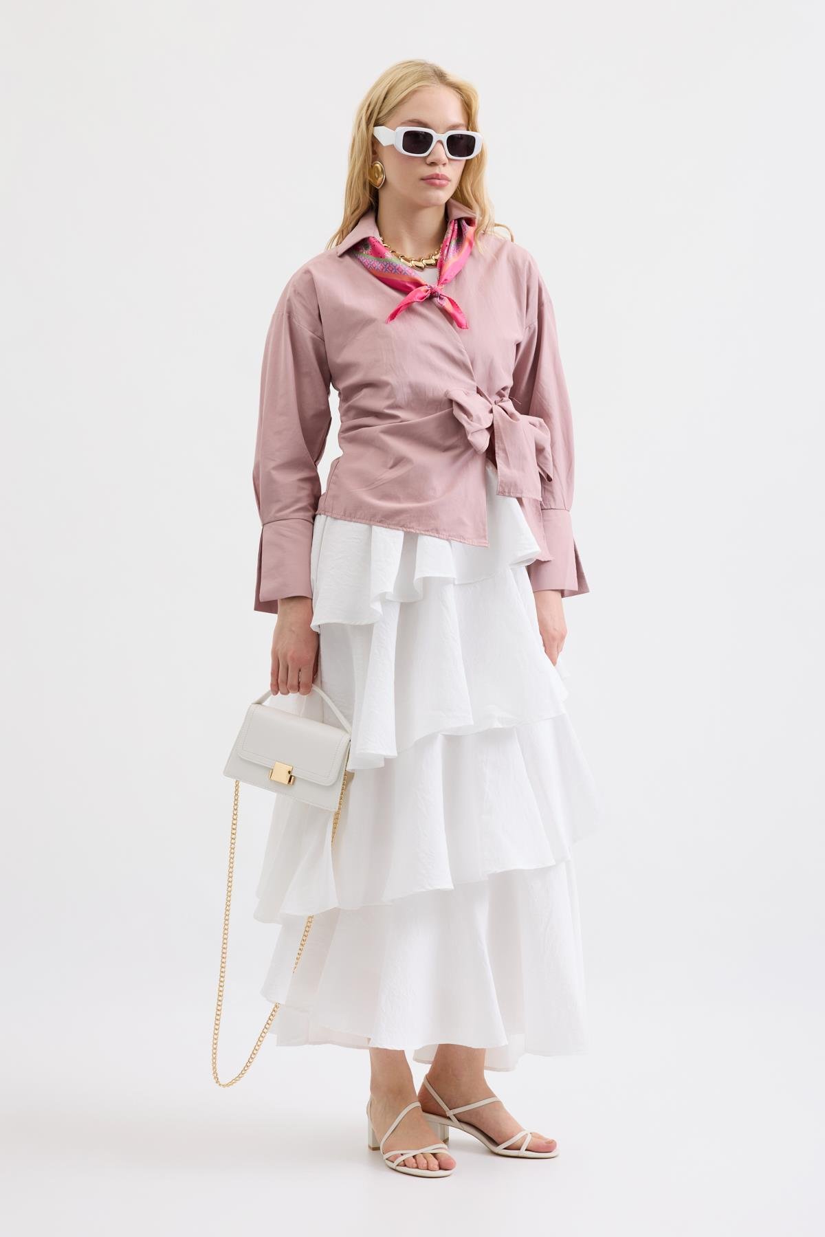 Cherish Bağlamalı Poplin Gömlek - Eflatun