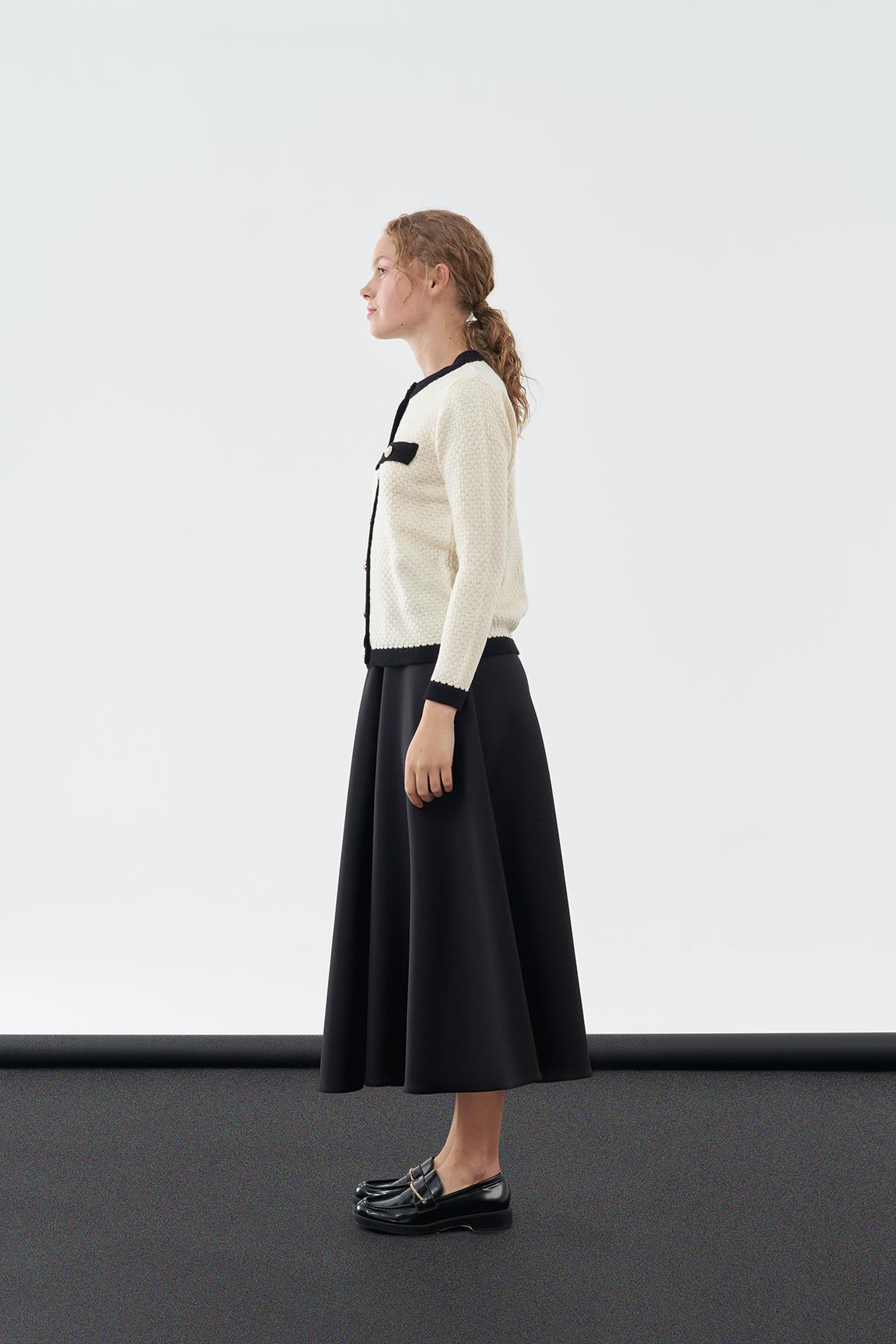 DİVA İNCİ DÜĞME DETAYLI ÖRME HIRKA- EKRU