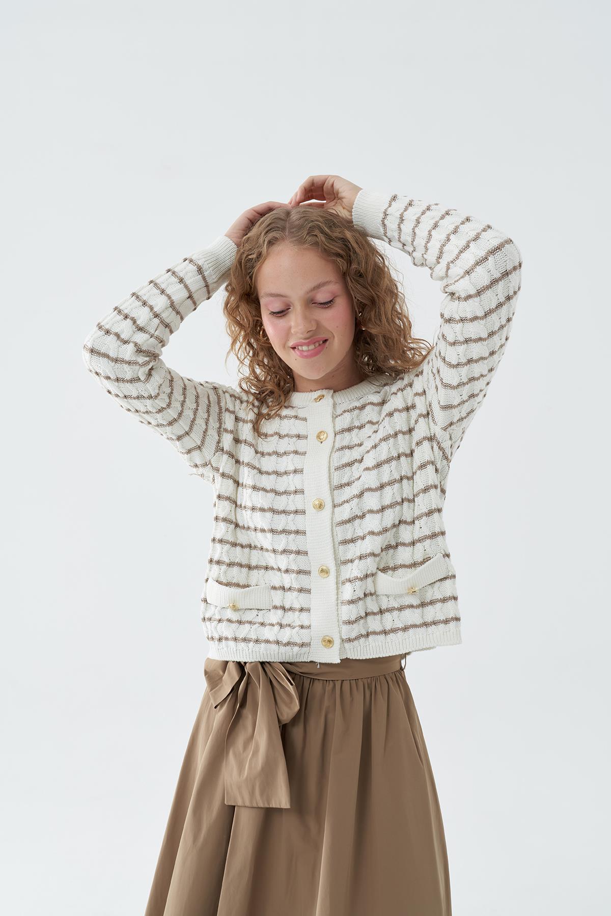 DORE GOLD DÜĞME DETAYLI HIRKA - VİZON