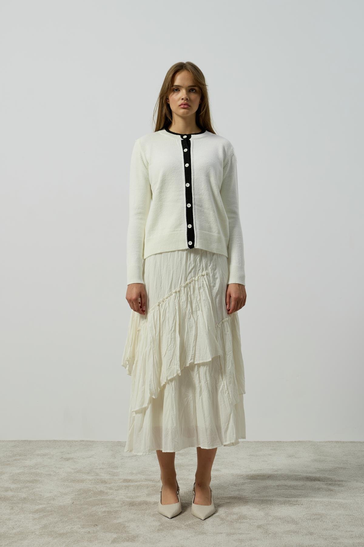 Elanor Garnili Hırka- Ekru