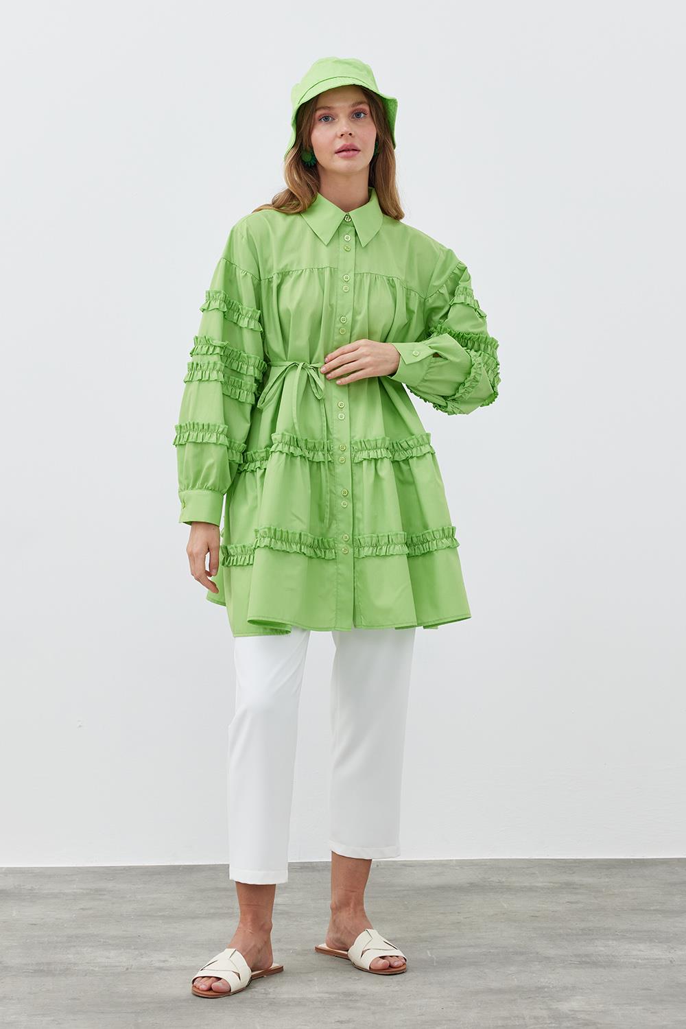ELENA ÇİFT DÜĞME DETAYLI GÖMLEK- YEŞİL