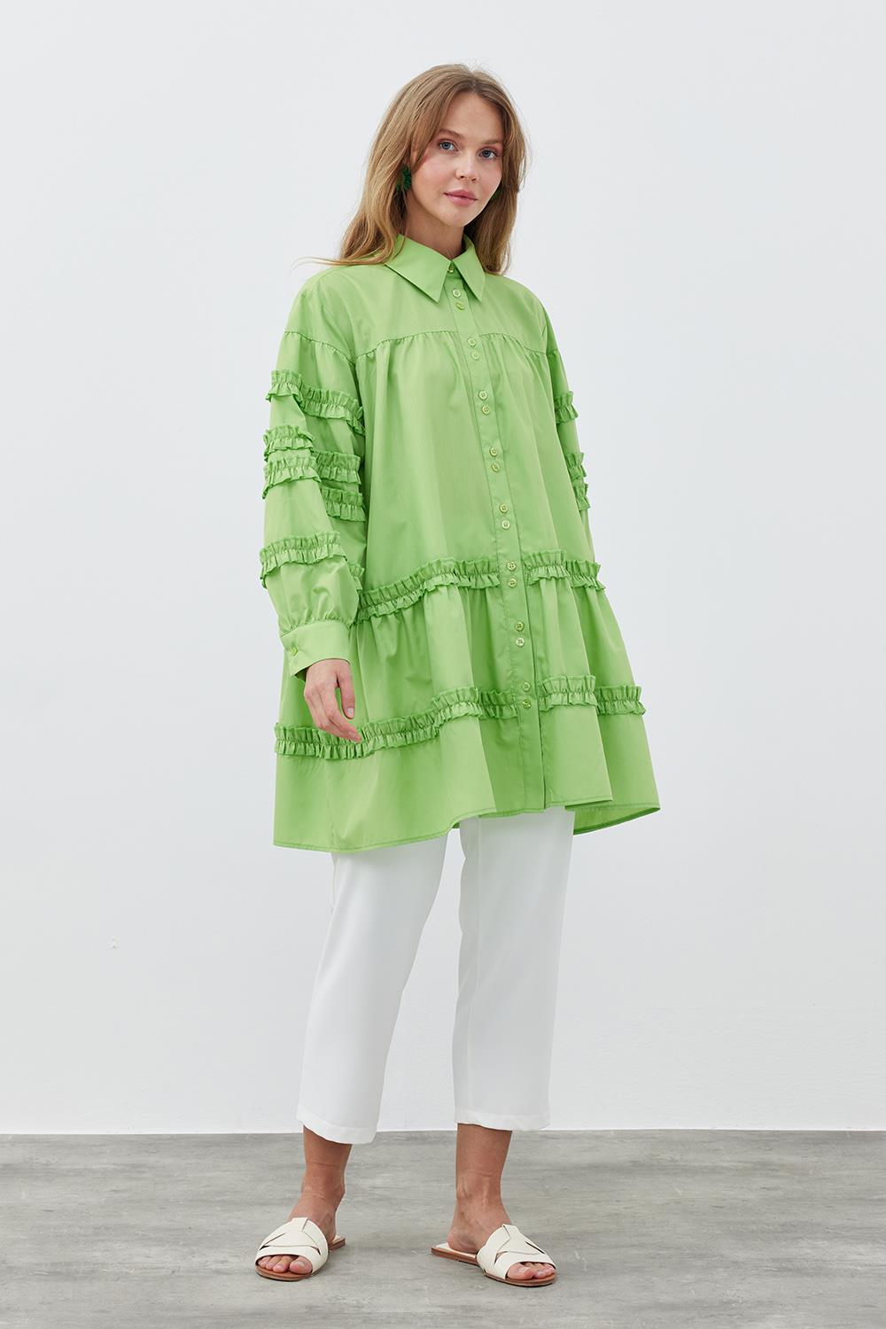 ELENA ÇİFT DÜĞME DETAYLI GÖMLEK- YEŞİL