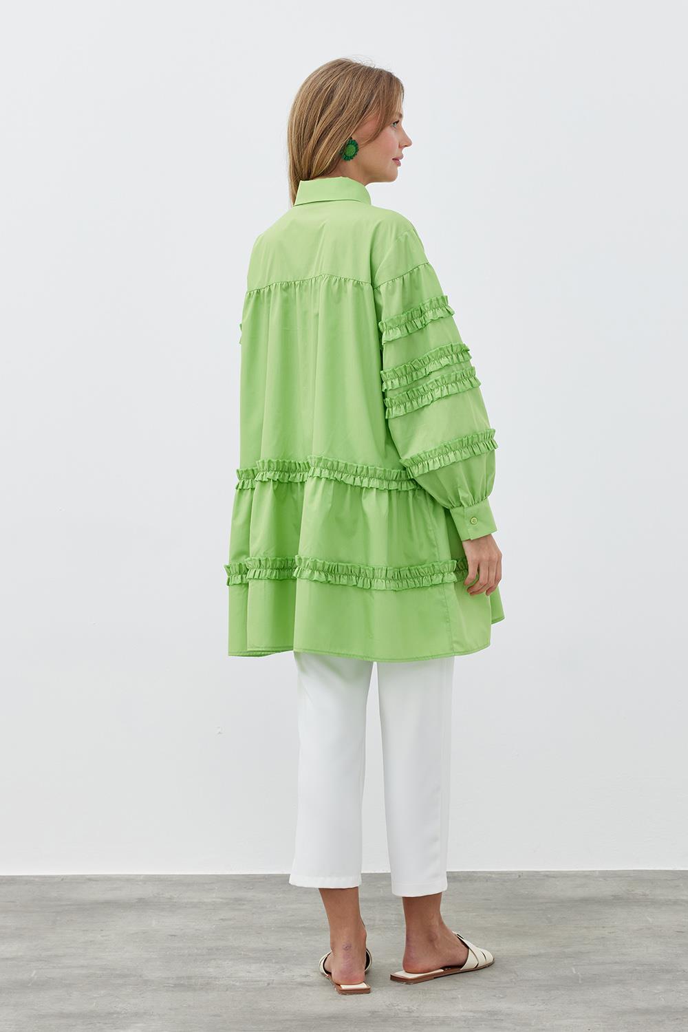 ELENA ÇİFT DÜĞME DETAYLI GÖMLEK- YEŞİL
