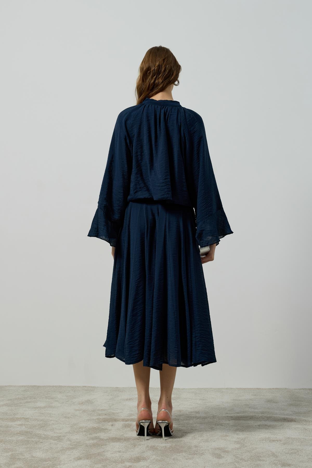 Elsia Büzgülü Damla Yaka Takım - Lacivert