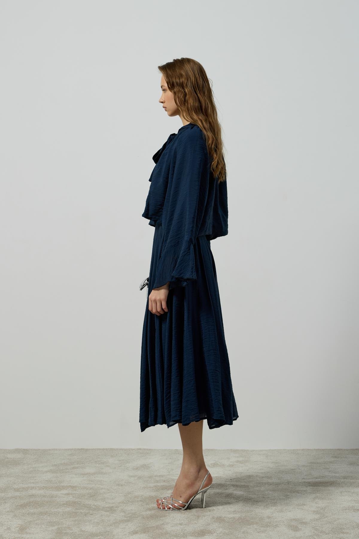 Elsia Büzgülü Damla Yaka Takım - Lacivert