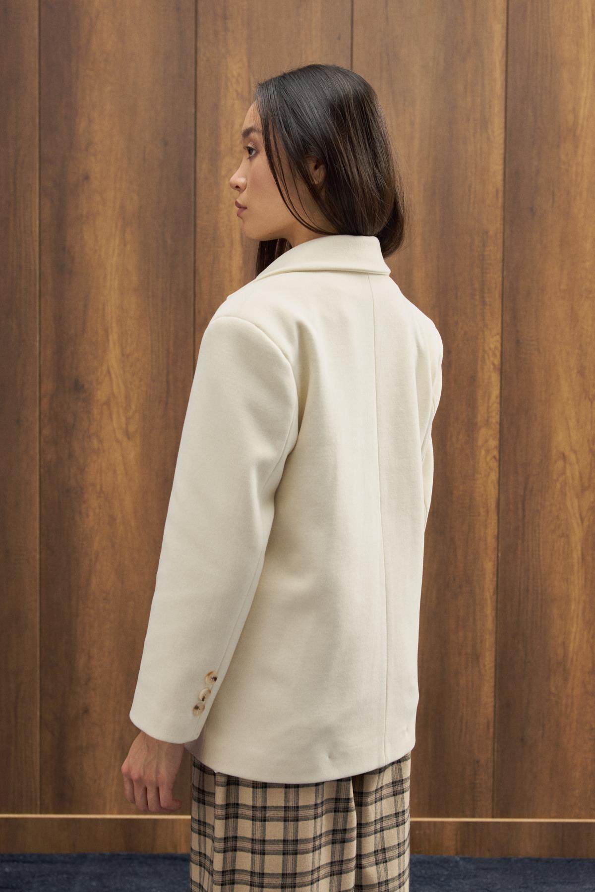 Eva Kaşe Blazer Kaban - Ekru 