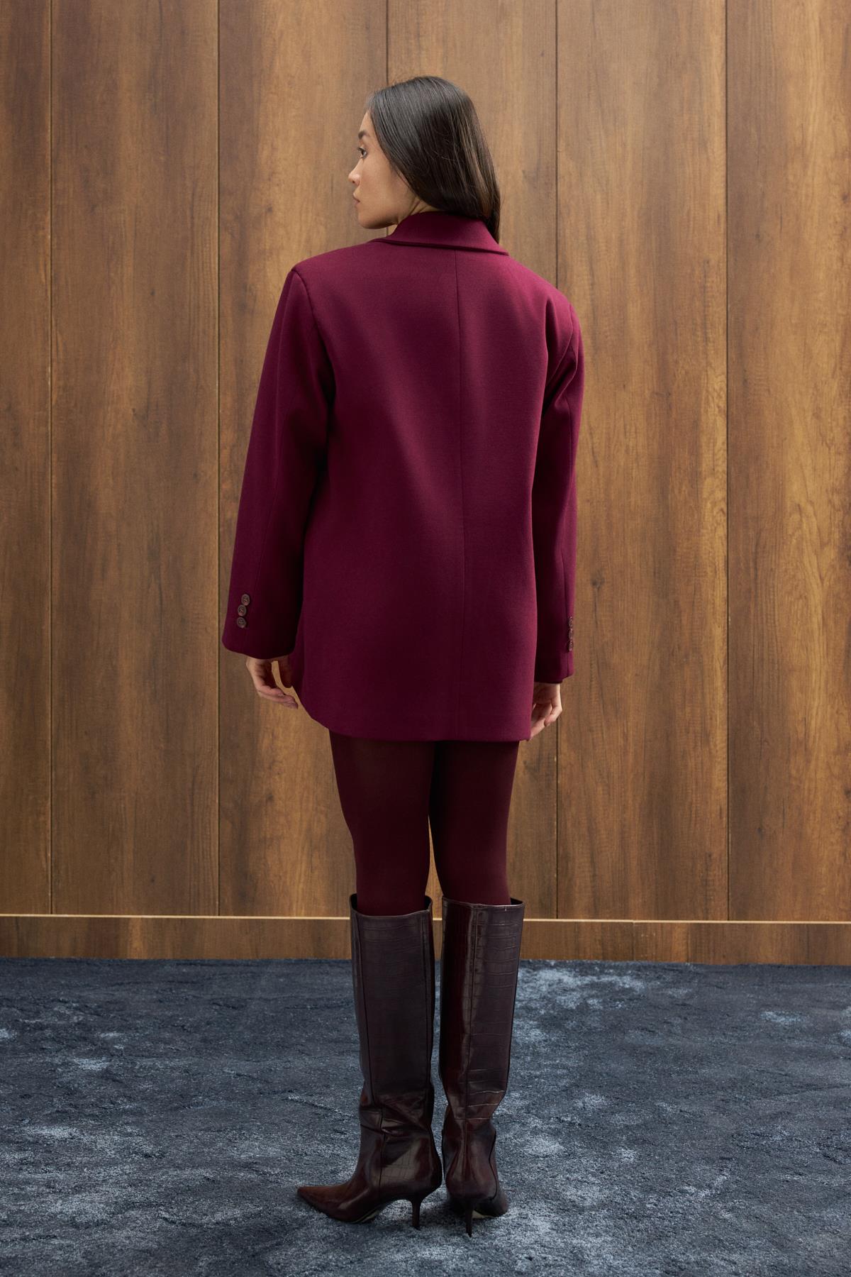 Eva Kaşe Blazer Kaban - Mürdüm