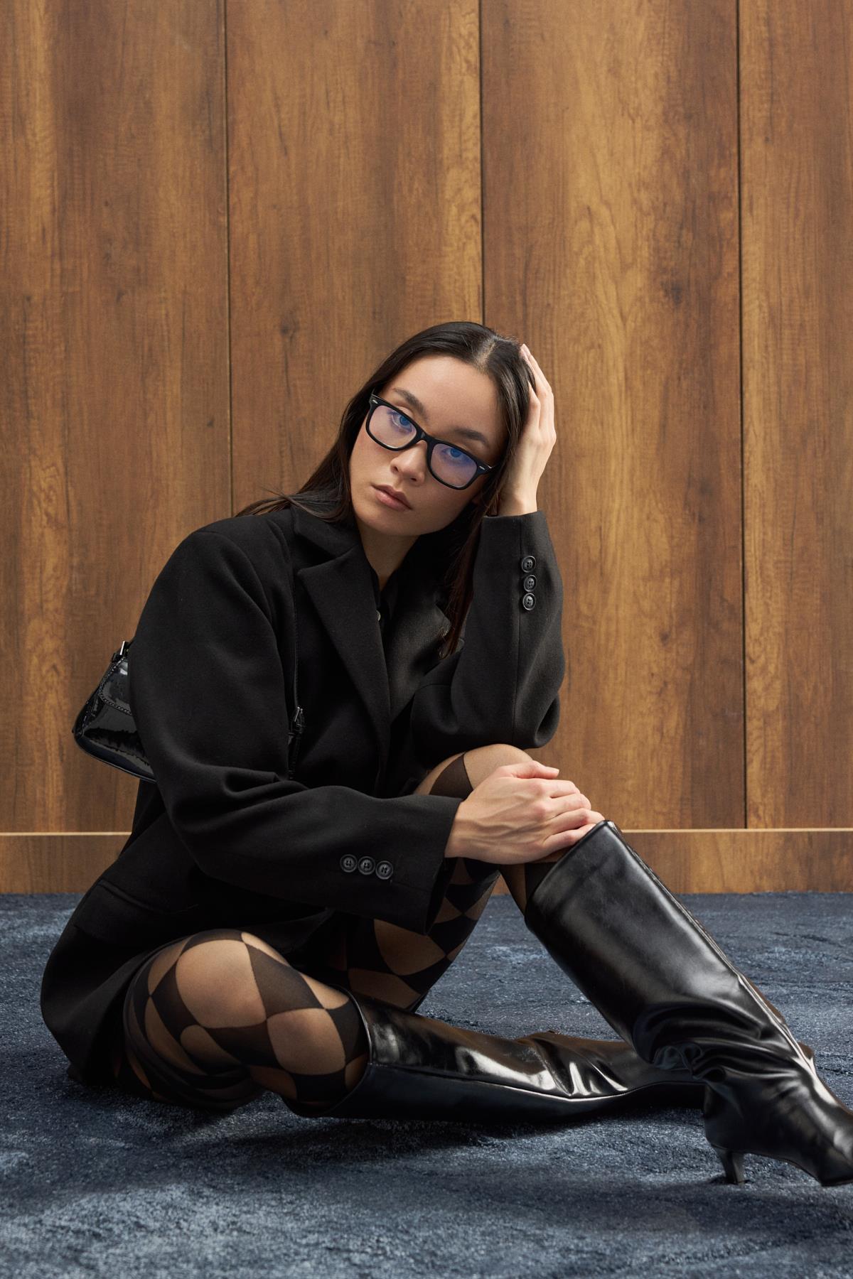 Eva Kaşe Blazer Kaban - Siyah 