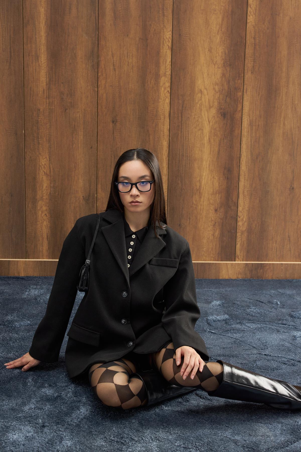 Eva Kaşe Blazer Kaban - Siyah 