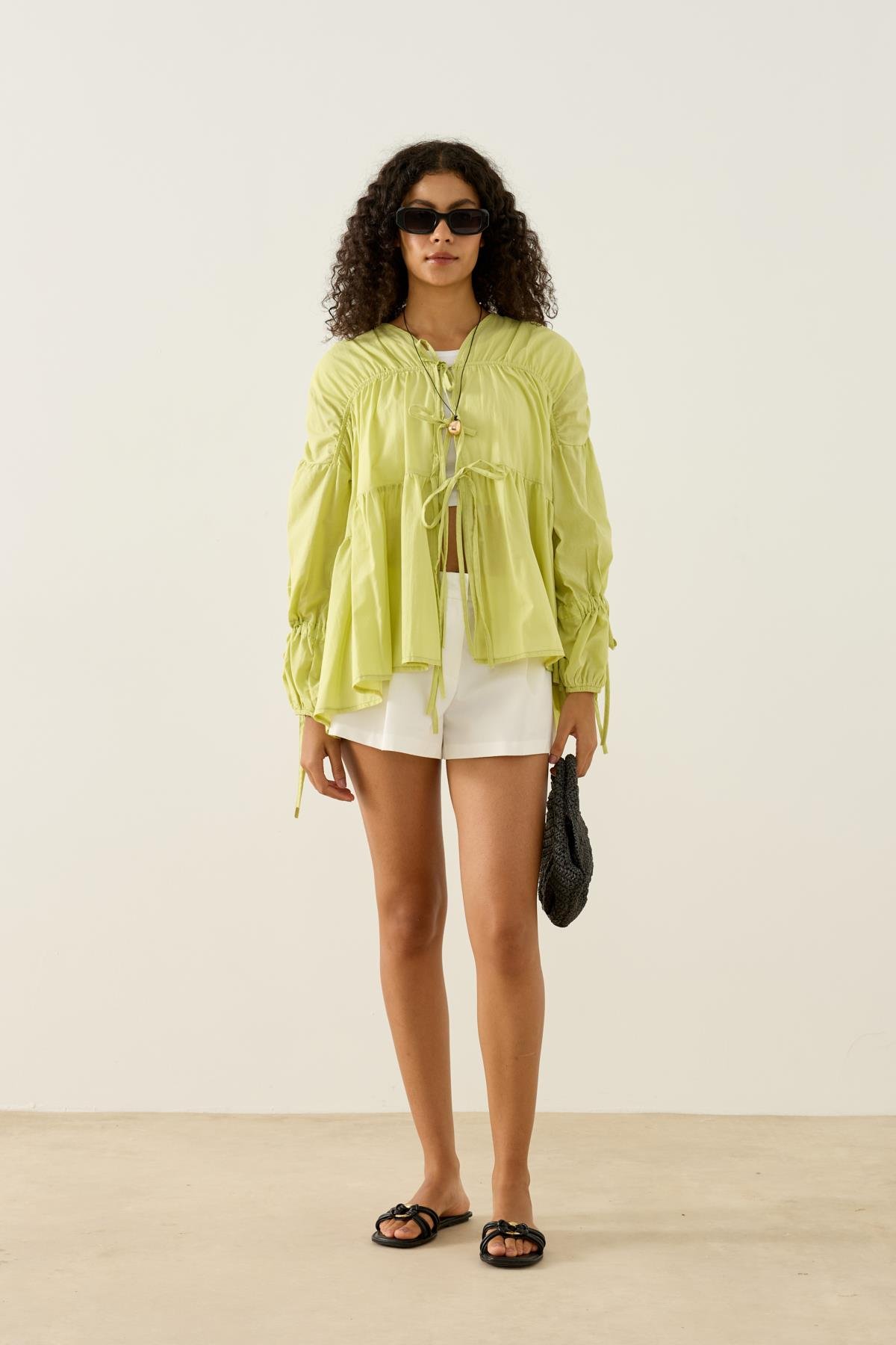 Evie Bağcıklı Robalı Tunik - Yeşil