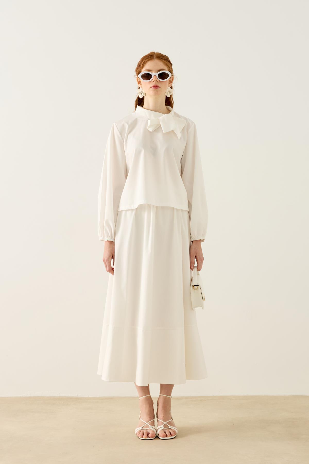 Felicity Bağlamalı Dikişli Takım - Beyaz