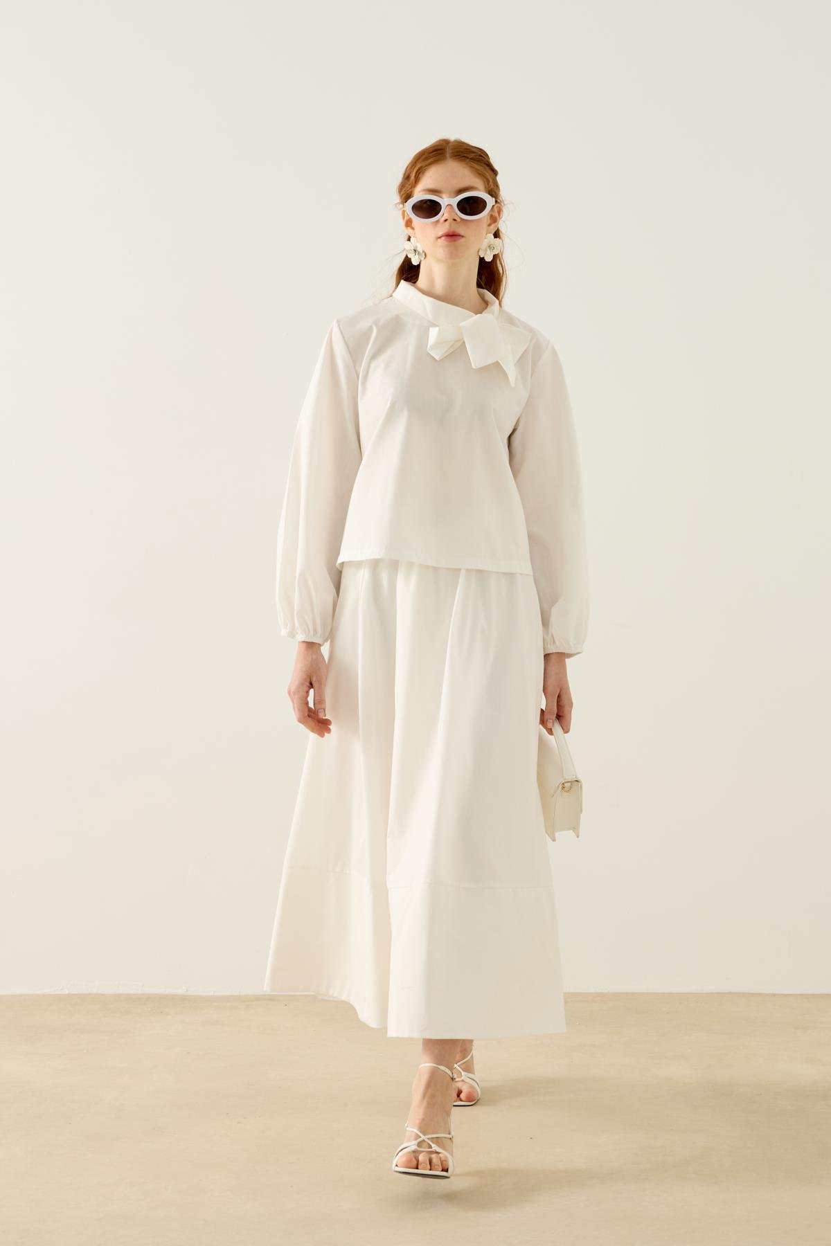 Felicity Bağlamalı Dikişli Takım - Beyaz