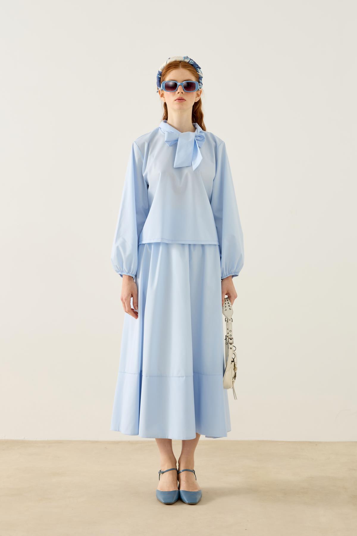 Felicity Bağlamalı Dikişli Takım - Mavi