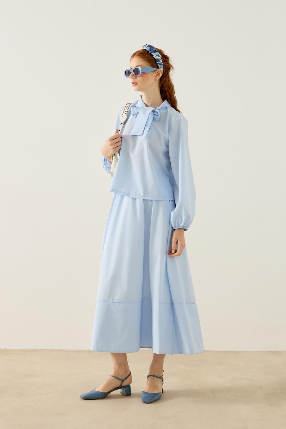 Felicity Bağlamalı Dikişli Takım - Mavi