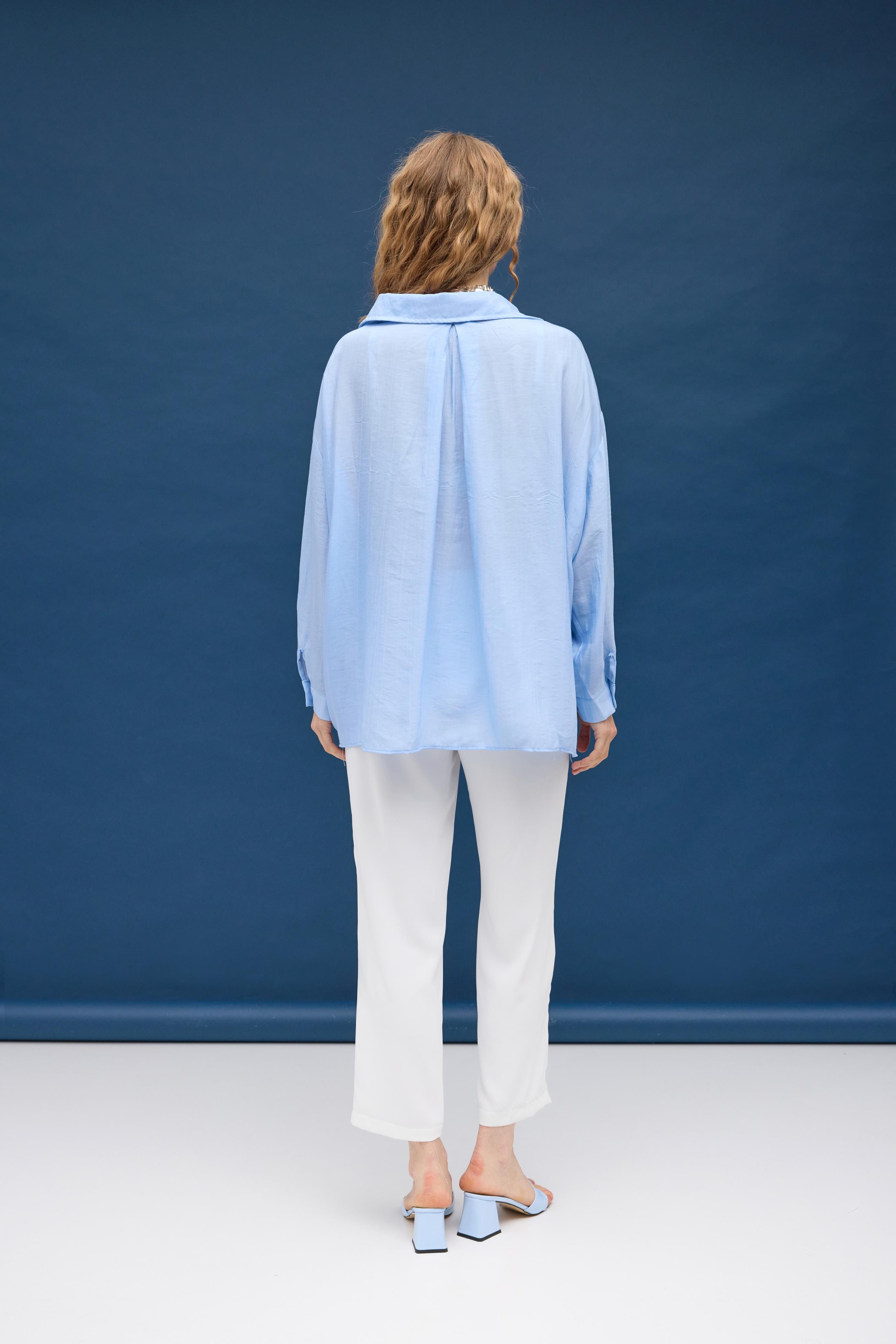 Floria Tencel Oversize Gömlek - Bebe mavi