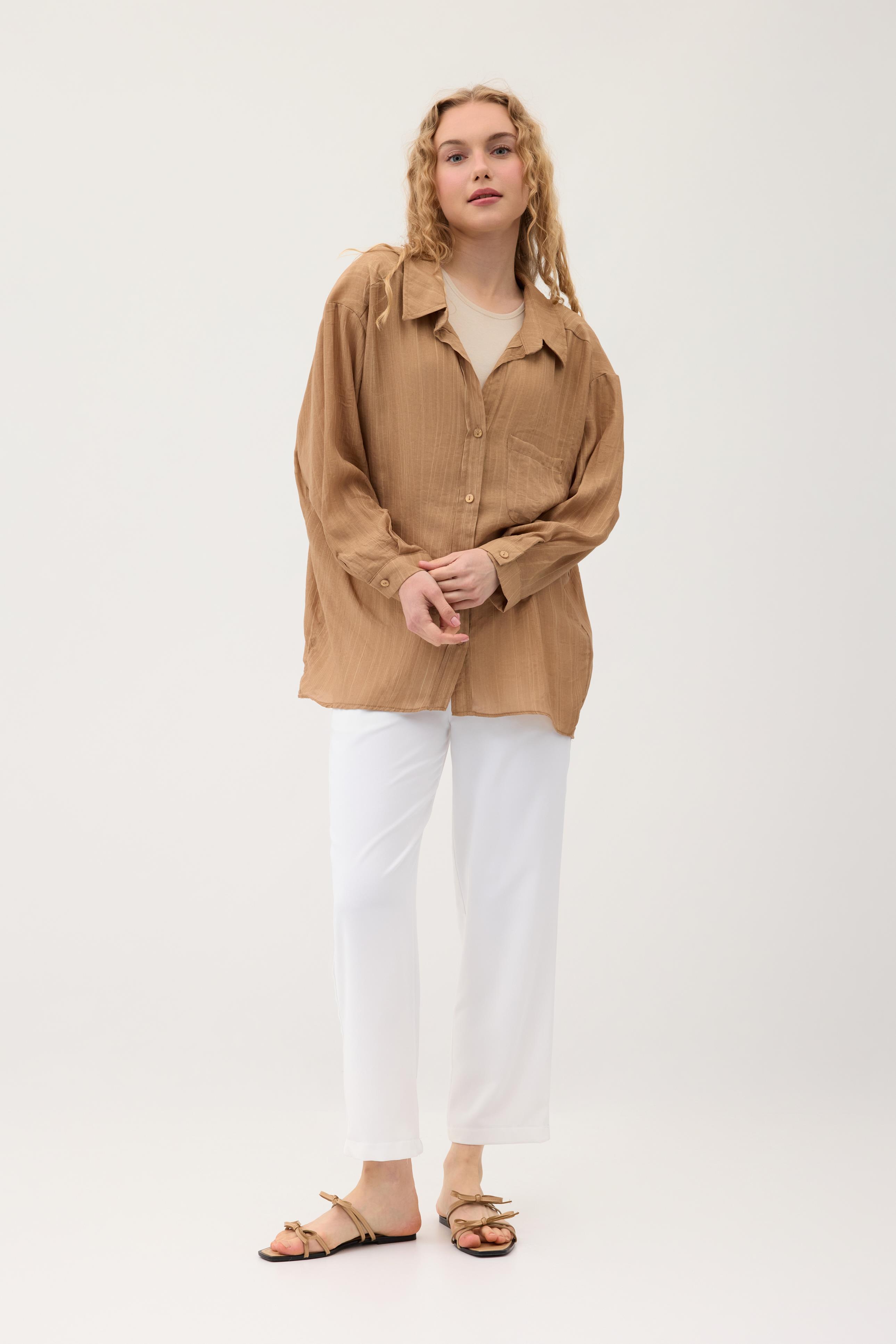 Floria Tencel Oversize Gömlek- Camel 