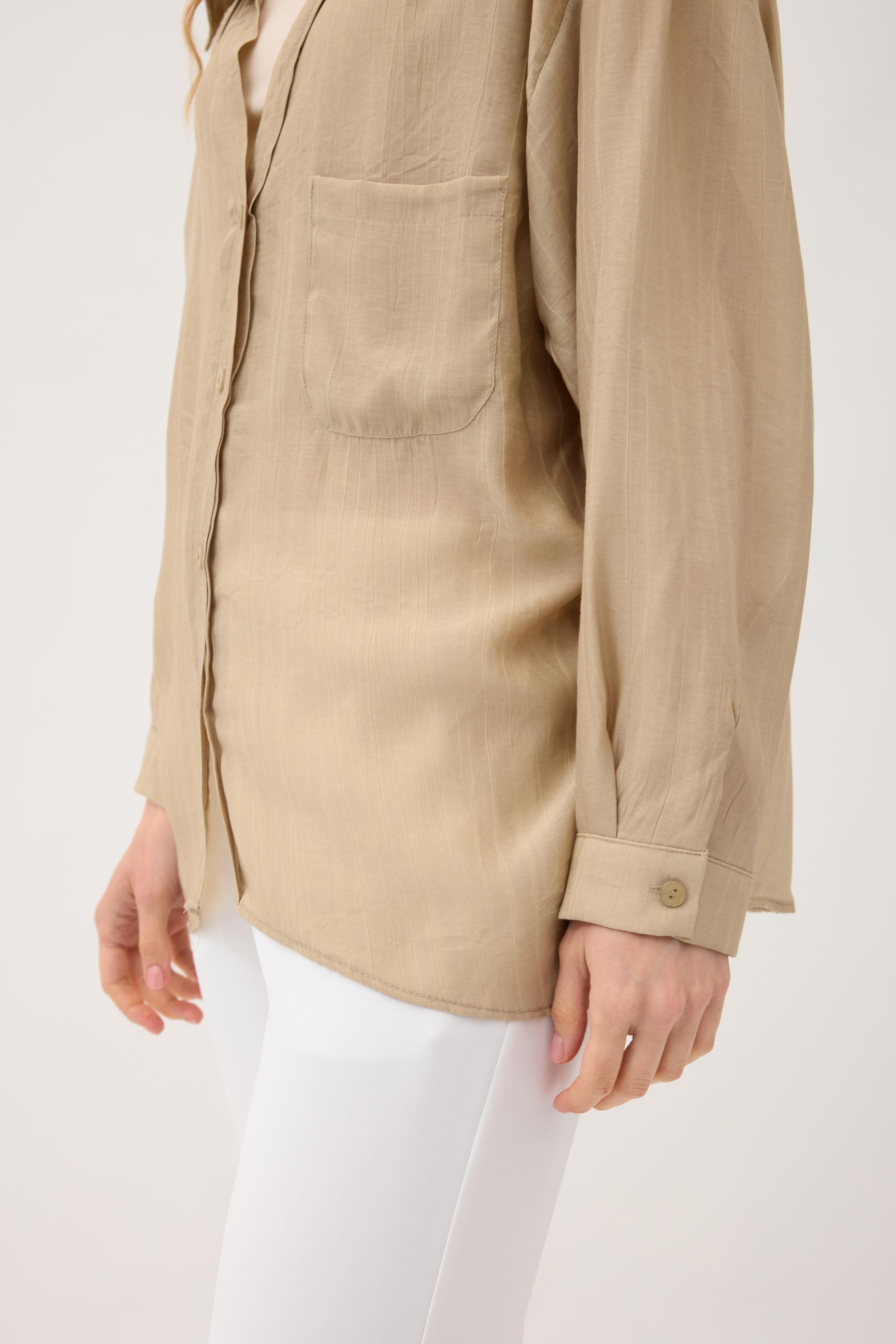 Floria Tencel Oversize Gömlek - Vizon