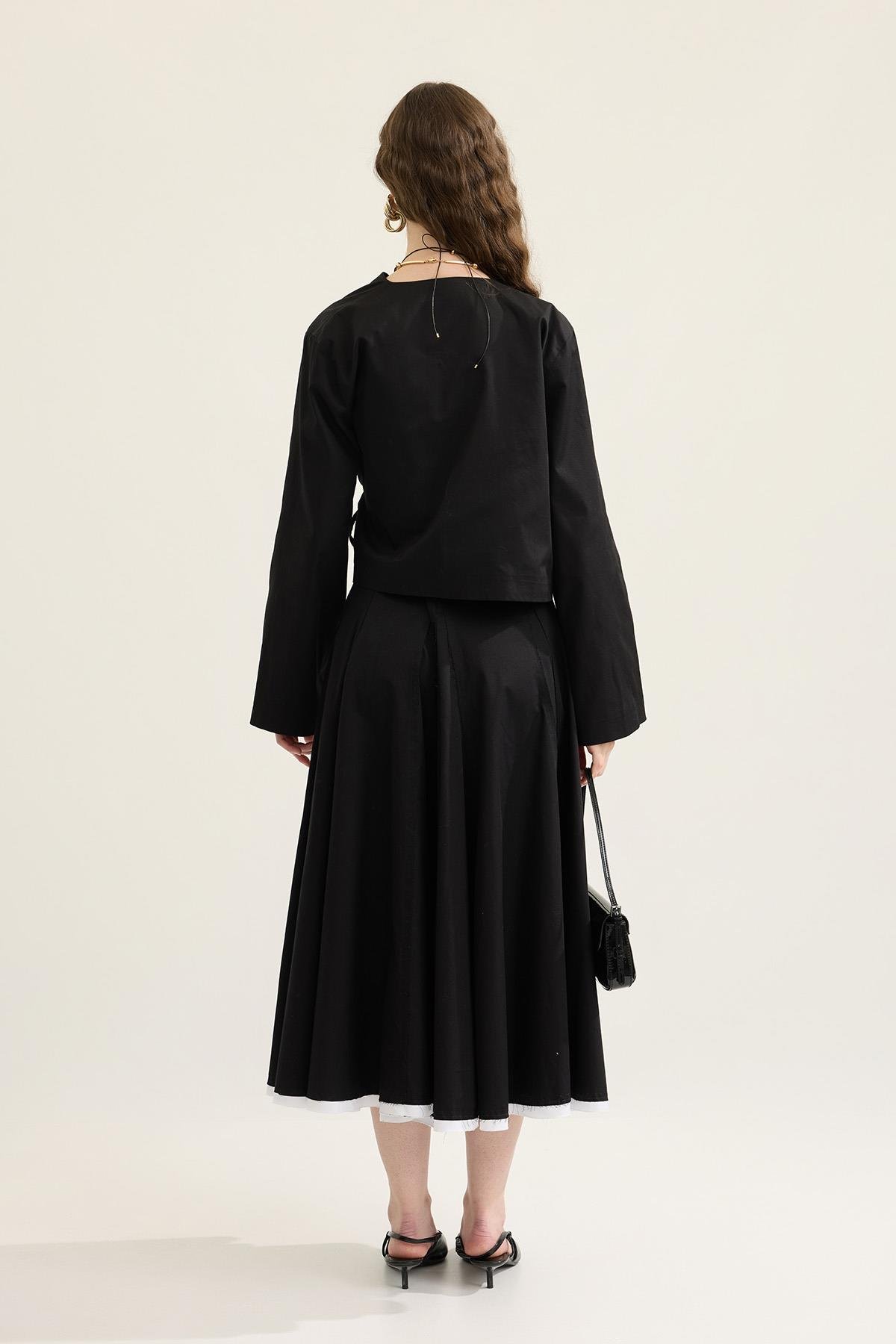 Goldie Kontrast Geçişli Gabardin Takım  - Siyah