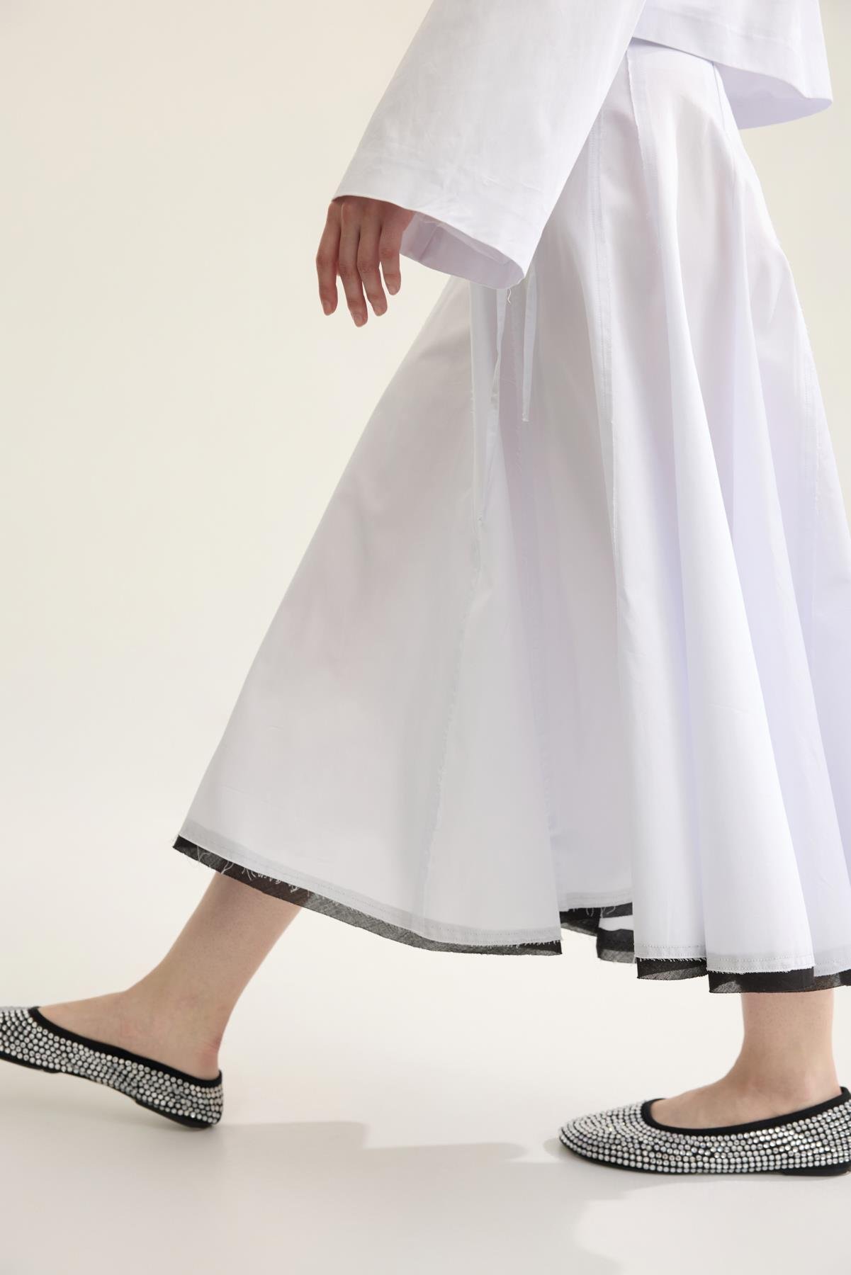 Goldie Kontrast Geçişli Gabardin Takım - Beyaz