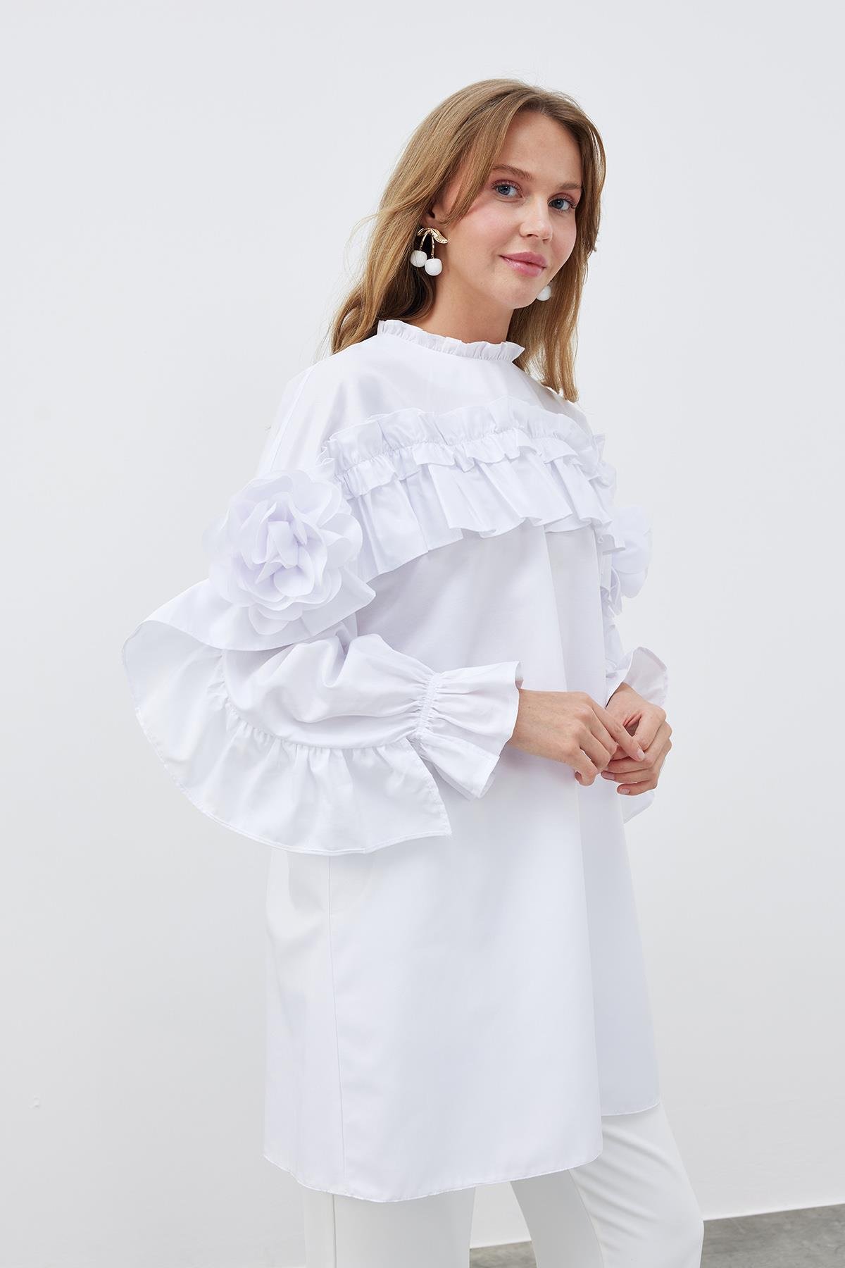 İSABELLA GÜLLÜ GÖMLEK- BEYAZ