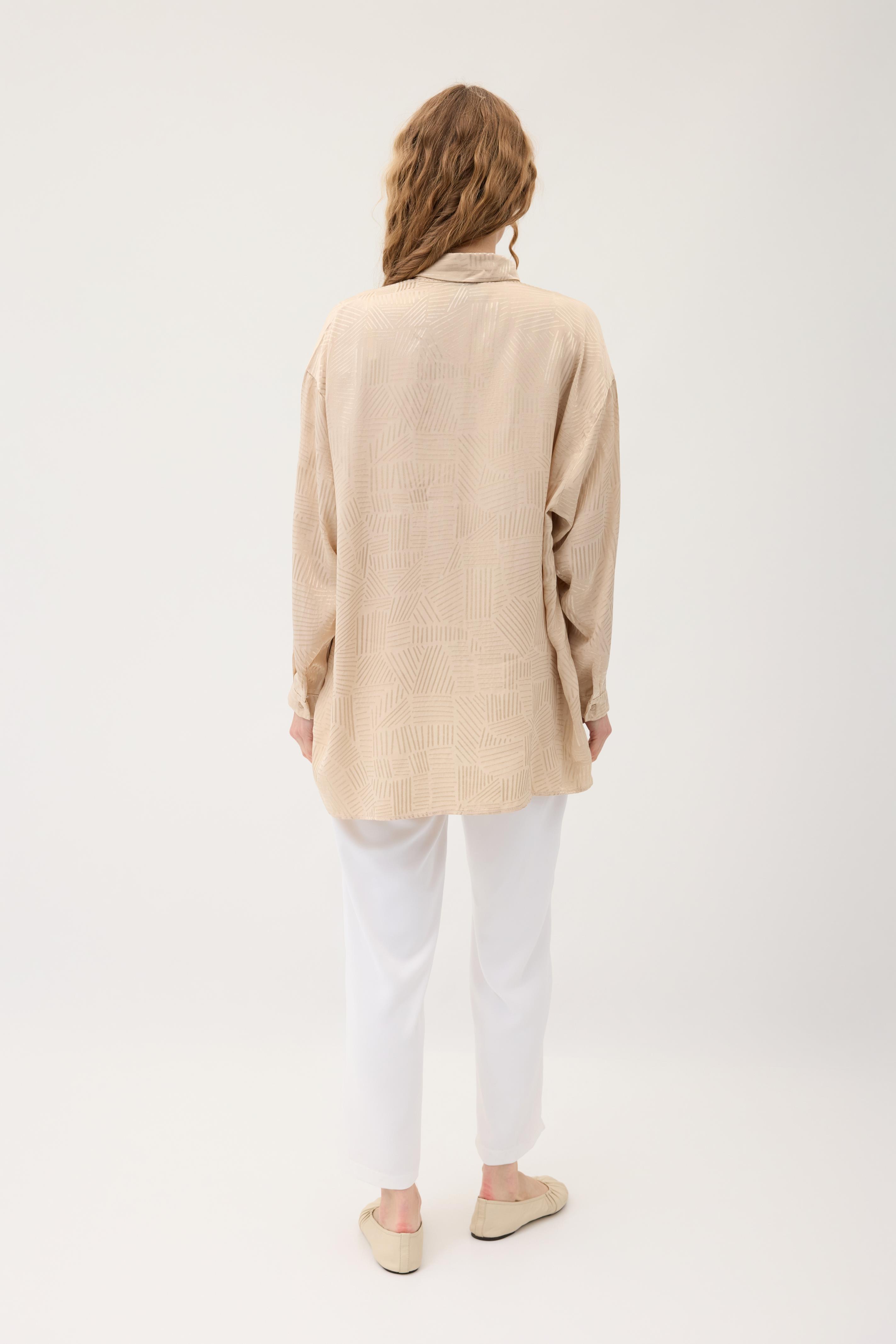 Jakar Geometrik Desen Gömlek - Bej