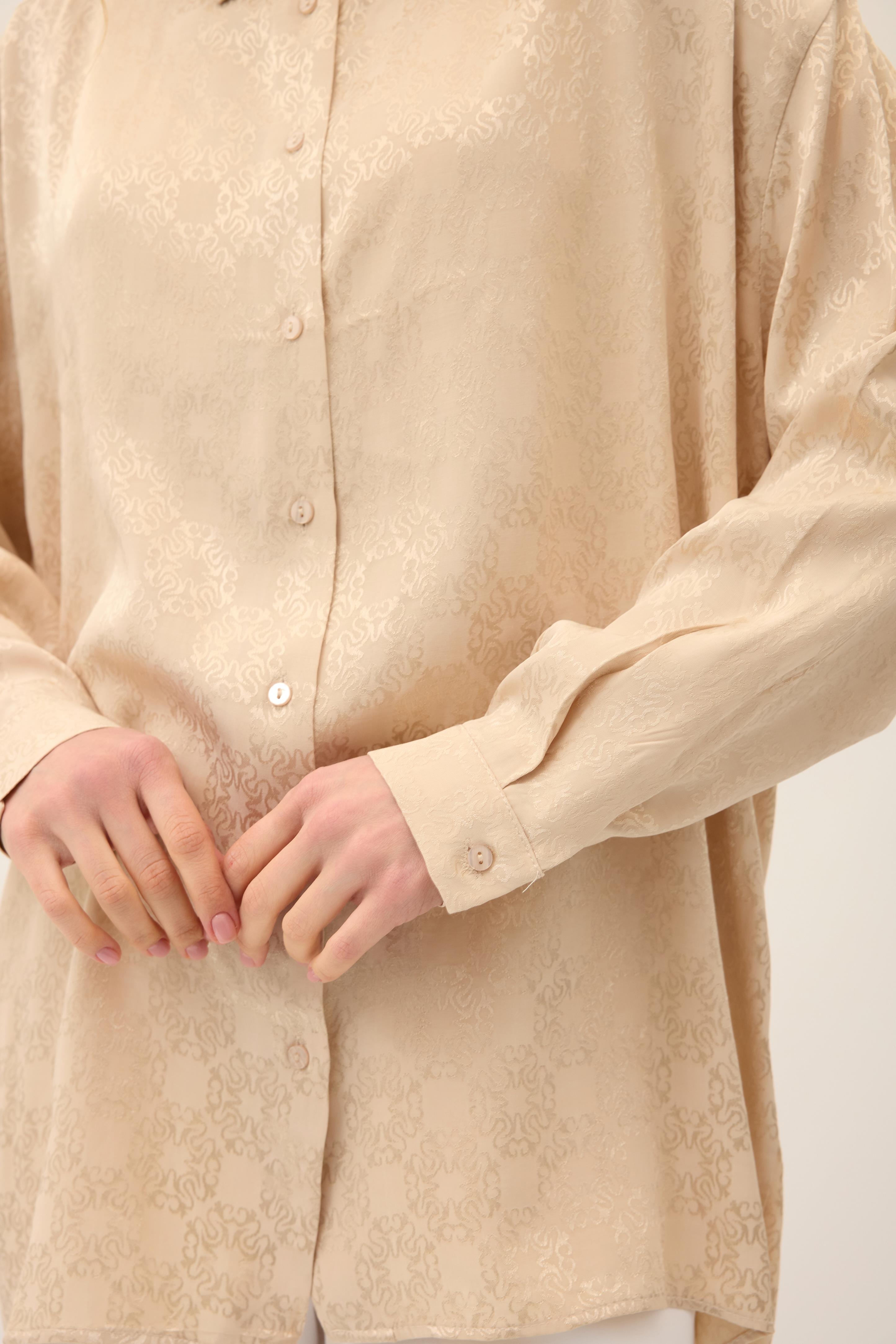 Jakar Vintage Desen Gömlek - Bej