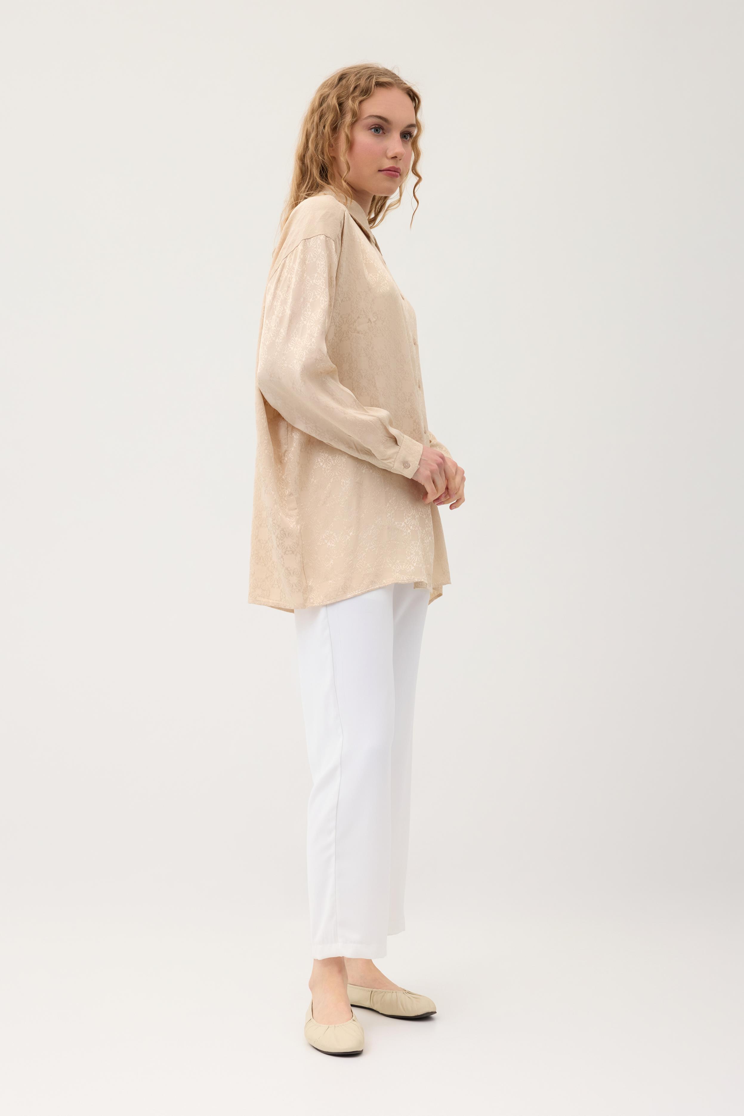 Jakar Vintage Desen Gömlek - Bej