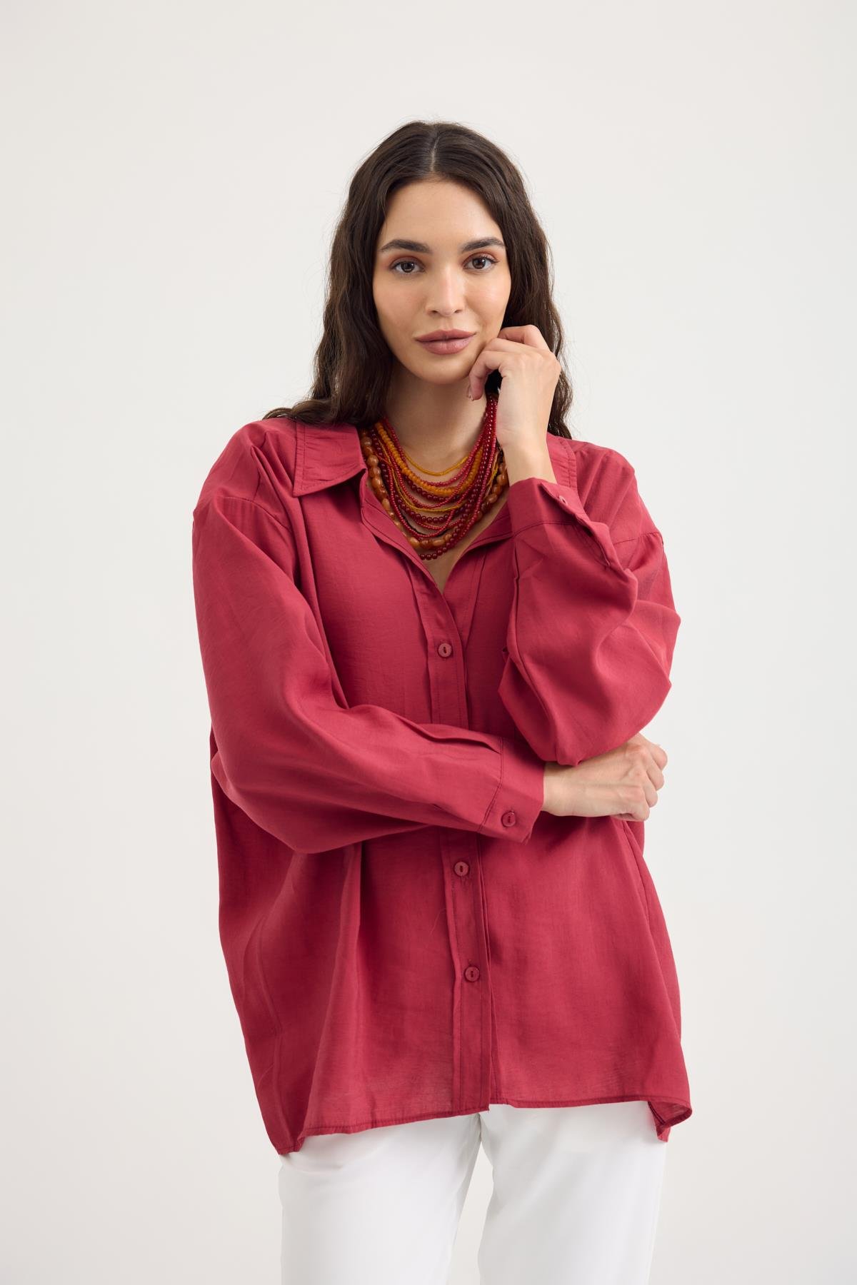 Juniper Modal Gömlek - Bordo