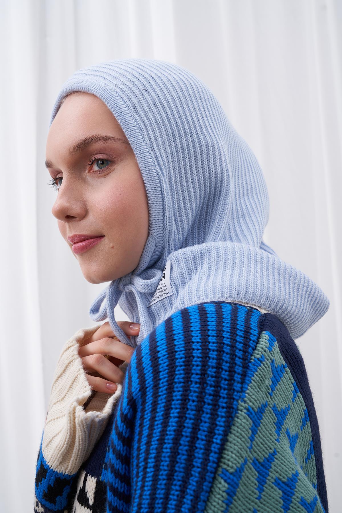 KAPÜŞONLU BERE - BEBE MAVİ