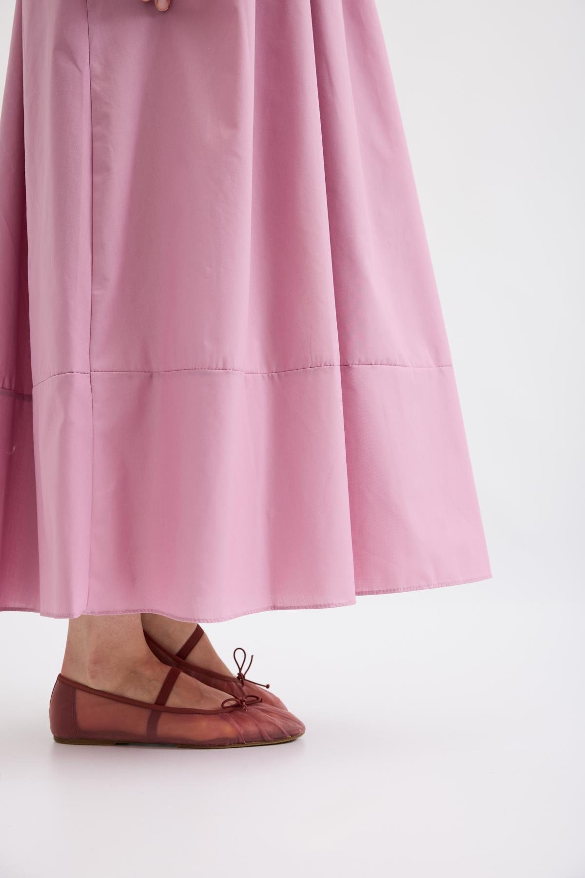 Kate Belden Bağlamalı Poplin Elbise-Eflatun