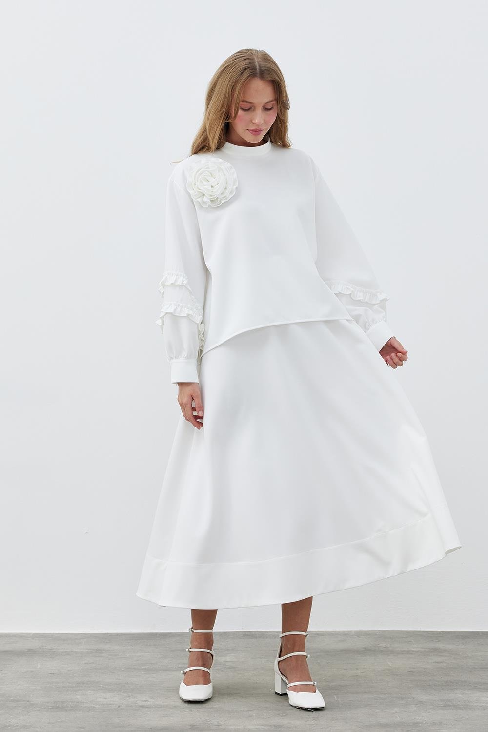 KATERİNA KREP TAKIM- BEYAZ 