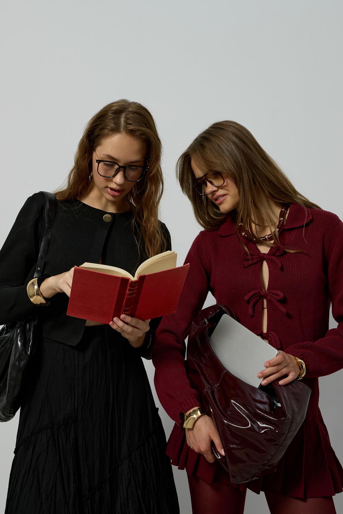 Lavinia Selanik Örme Fiyonklu Hırka - Bordo 