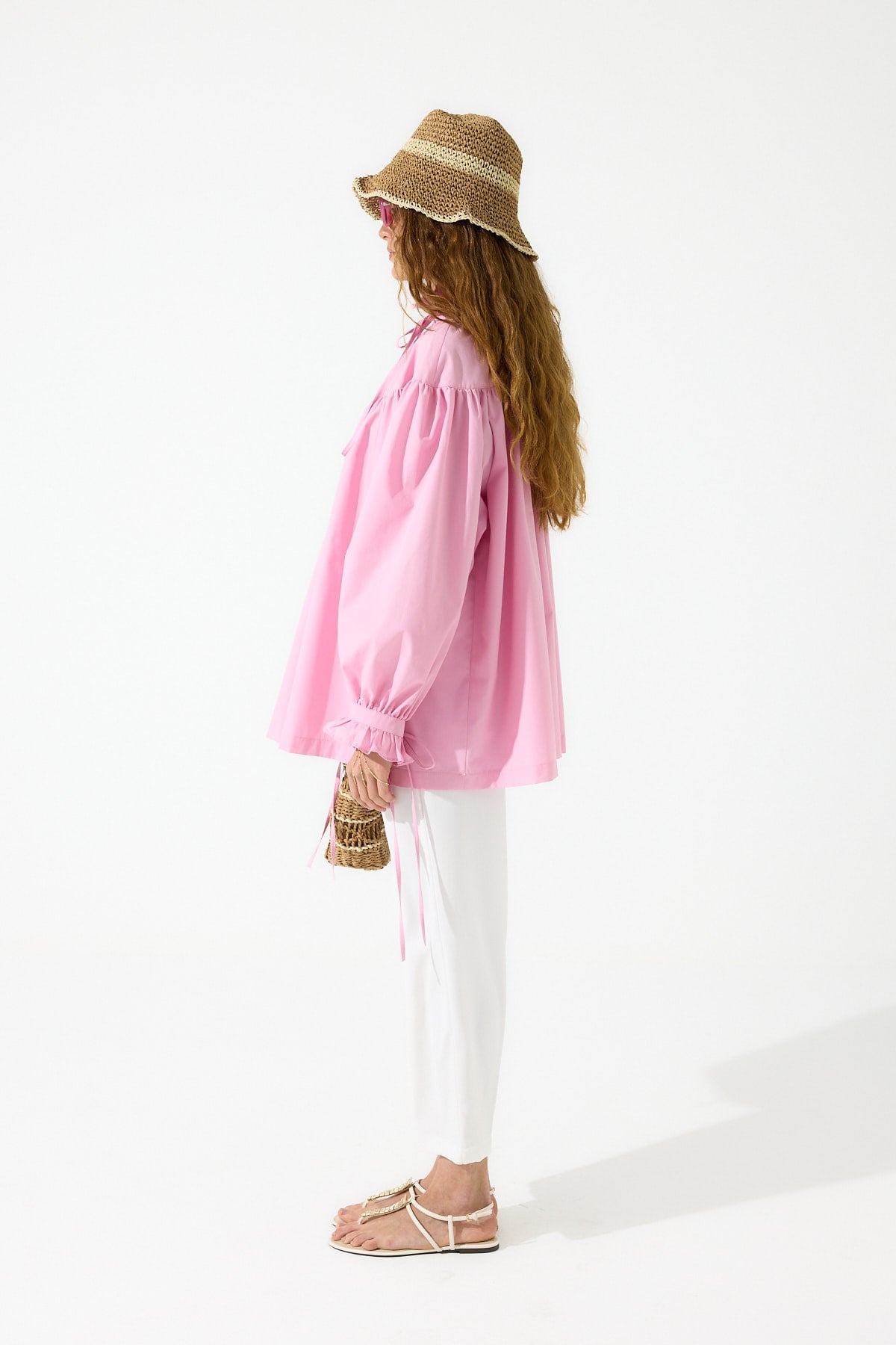 Leah Robalı Kemerli Tunik - Pembe