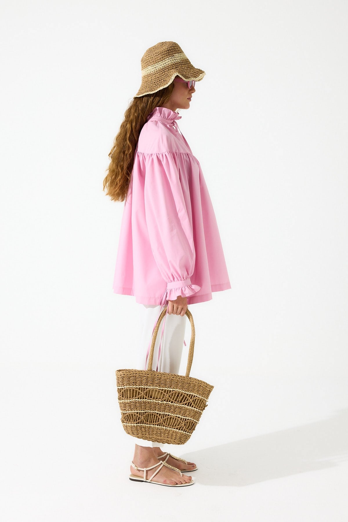 Leah Robalı Kemerli Tunik - Pembe