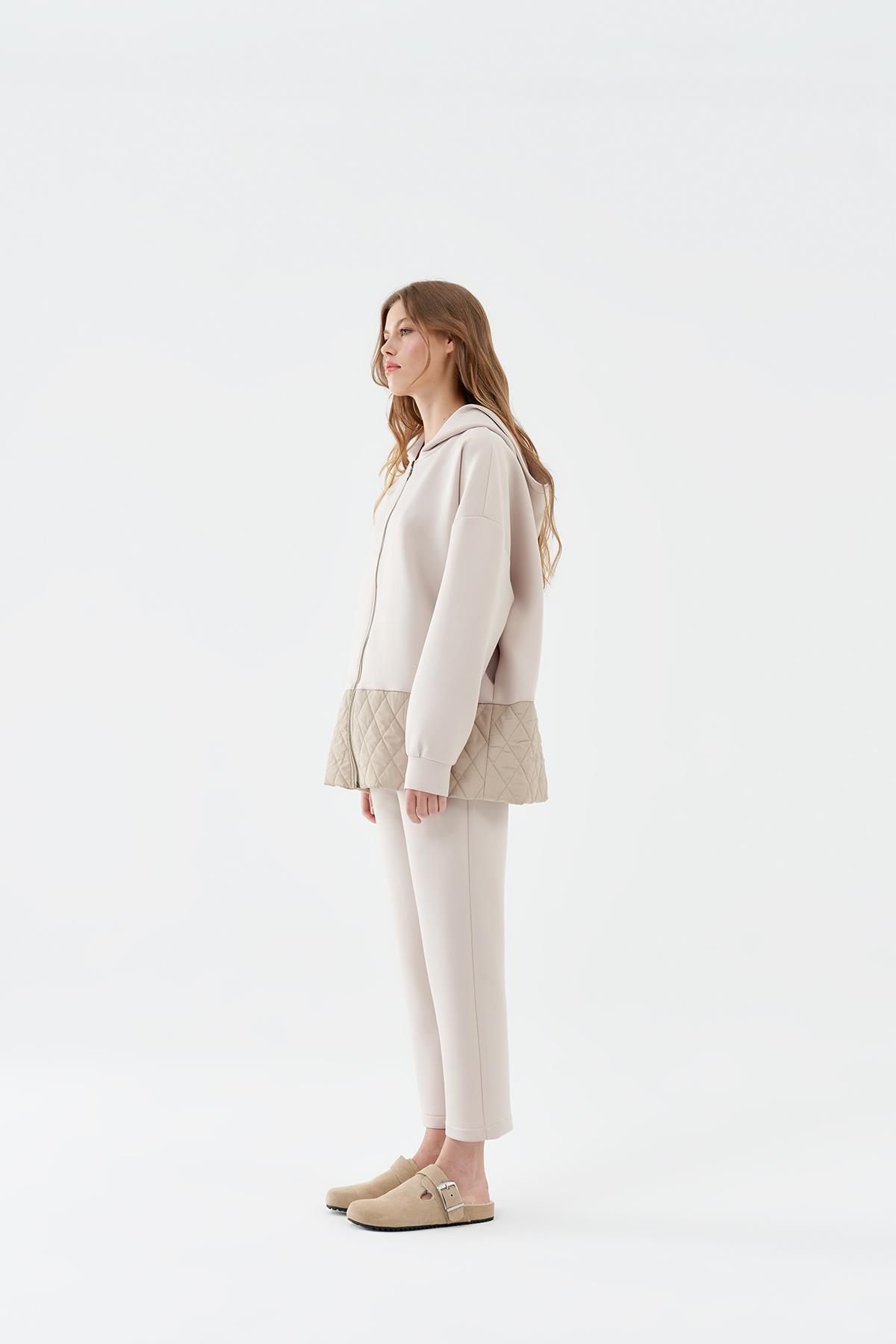 LENA KAPİTONE DETAYLI SCUBA KAP - BEJ